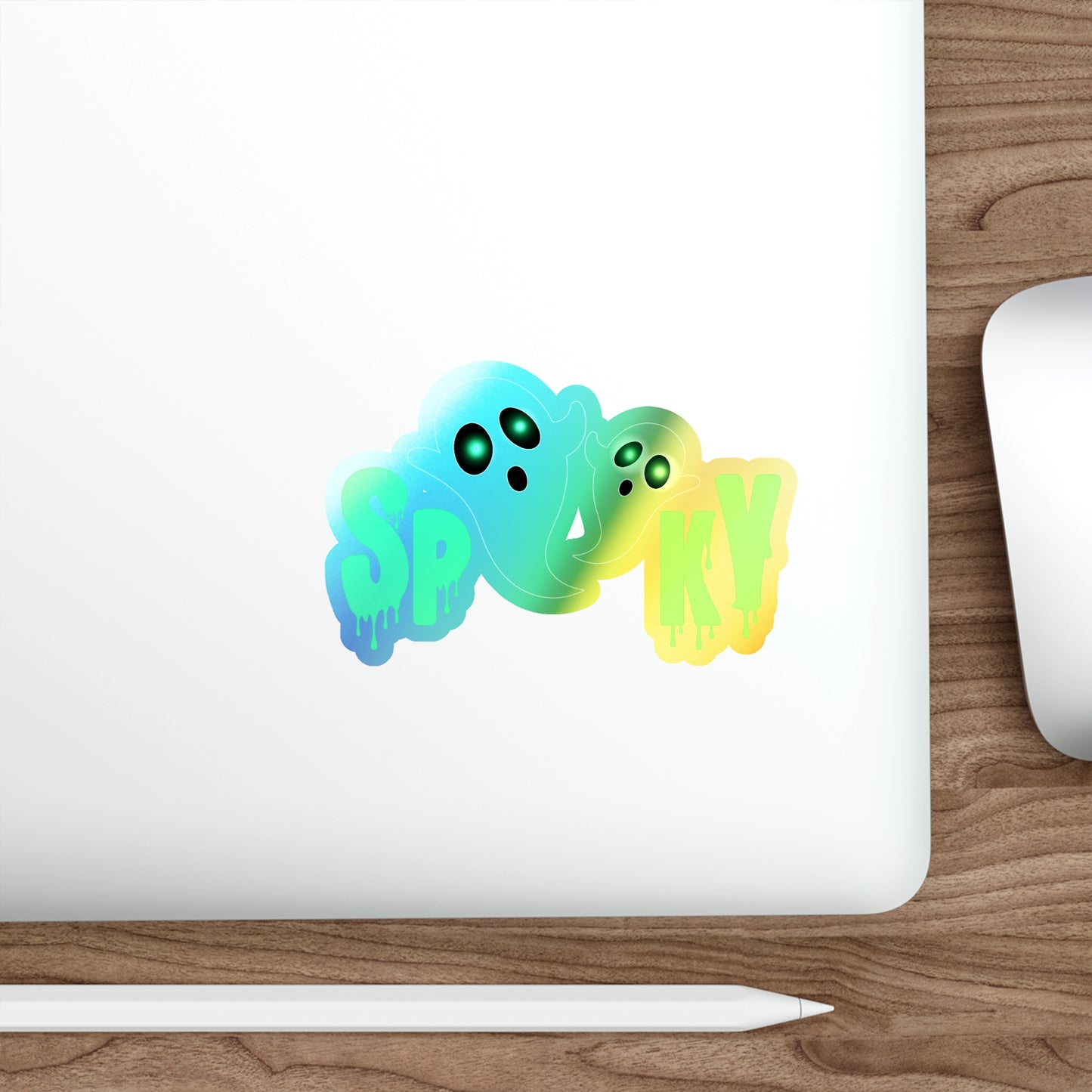 Halloween Spooky Ghosts Rainbow Holographic Die-cut Vinyl Stickers