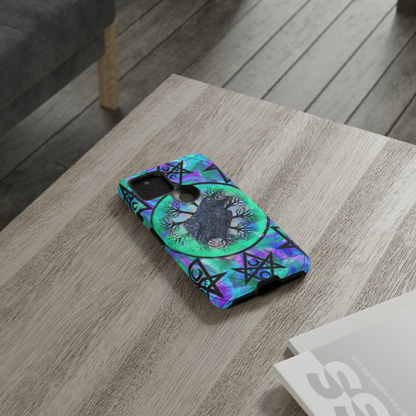 Raven Medicine Totem Protective Phone Case, Samsung, iPhone, Pixel, all sizes