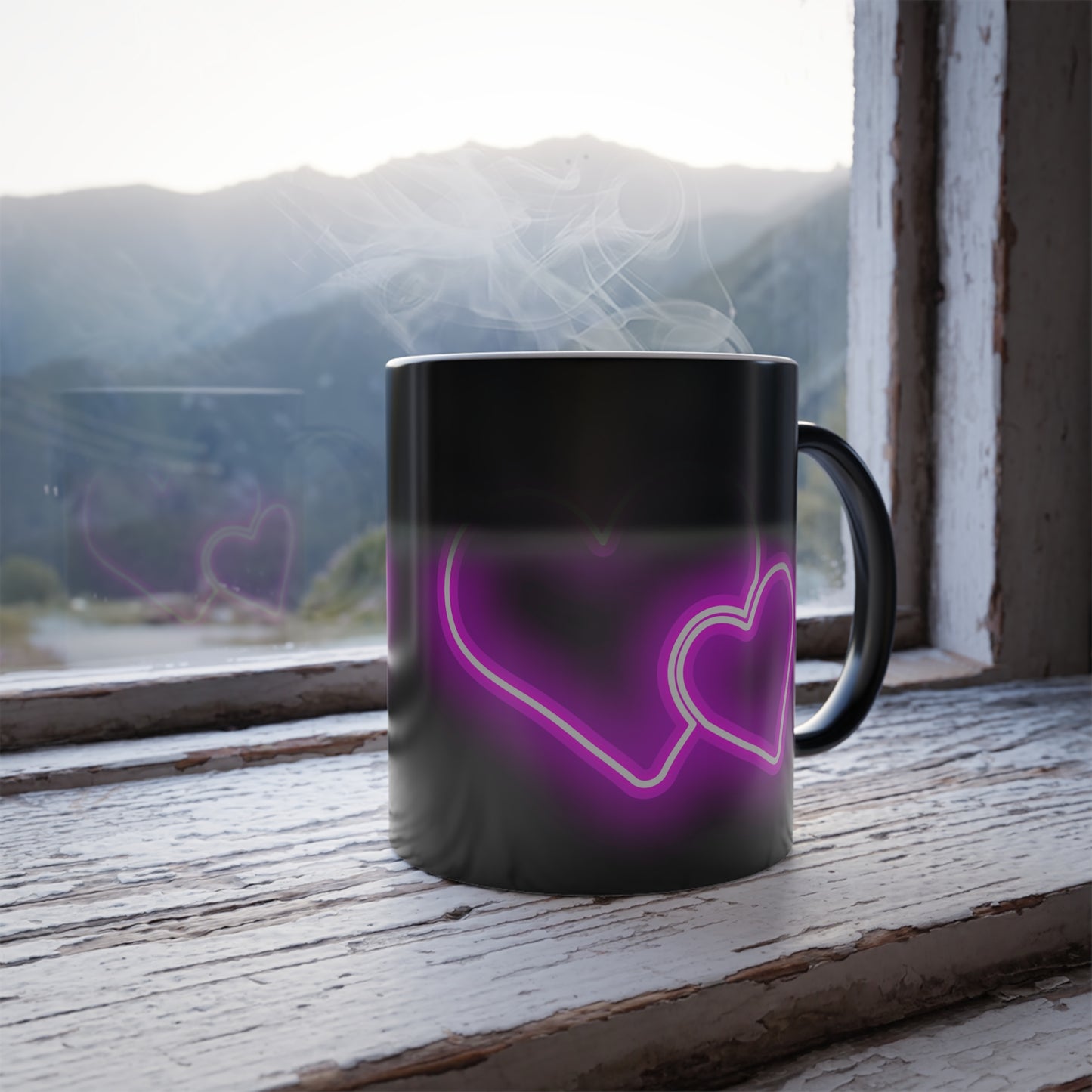 Glowing Heart, Color Morphing Mug, 11oz, Valentines Day Gift, Gift For Her, Gift For Him