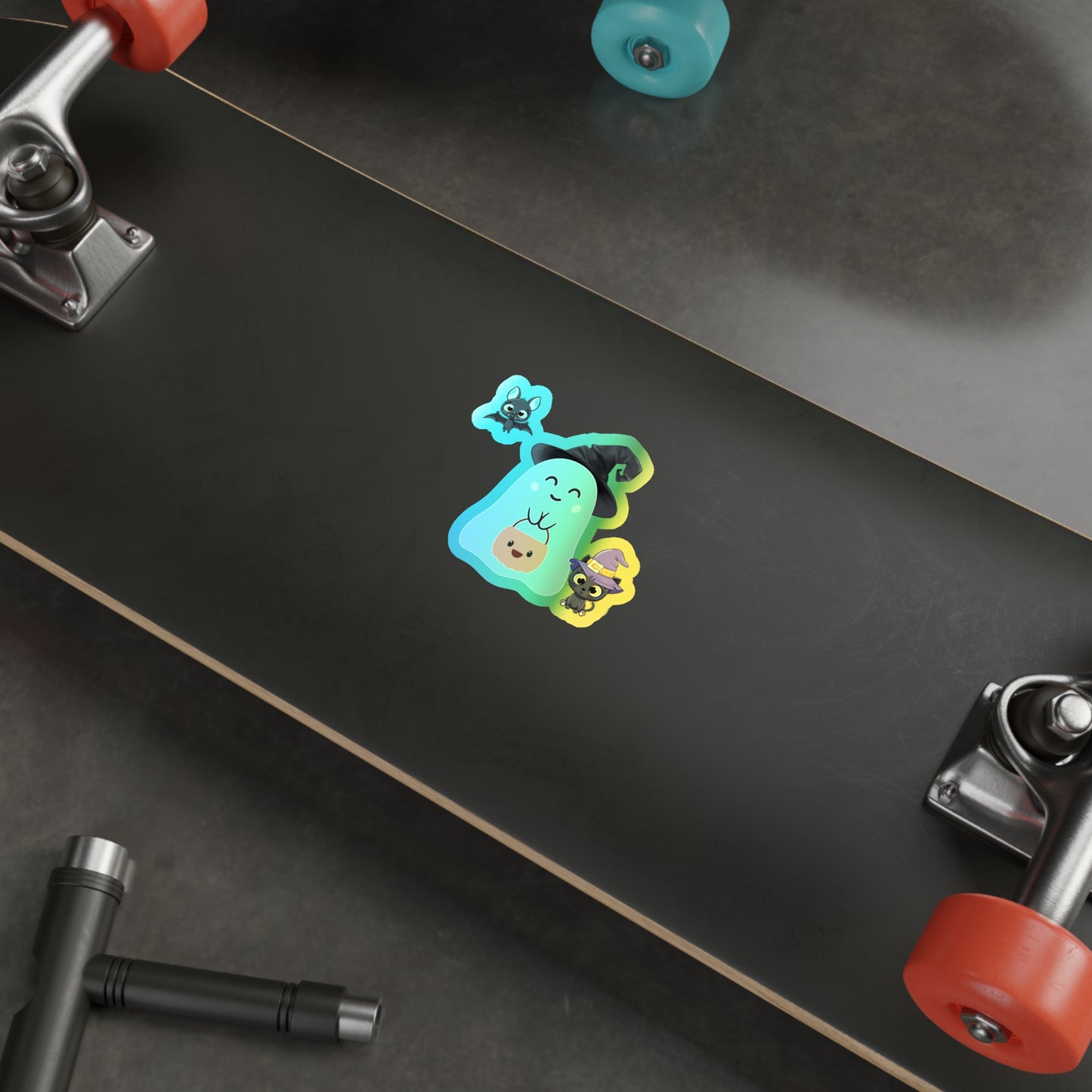 Halloween Rainbow Holographic Die-cut Vinyl Stickers Cute Ghost