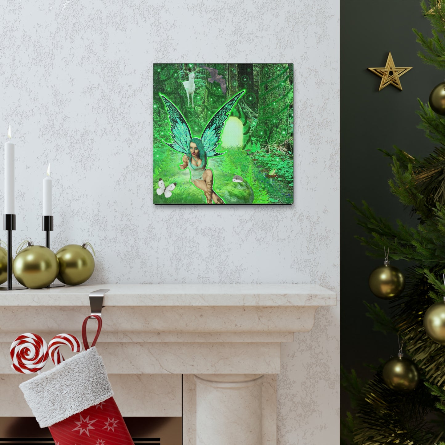 Mystic Forest Fairy Fantasy Art, Canvas Art, Wall Decor, Nature Lover Gift, Original Art, Unique Gift