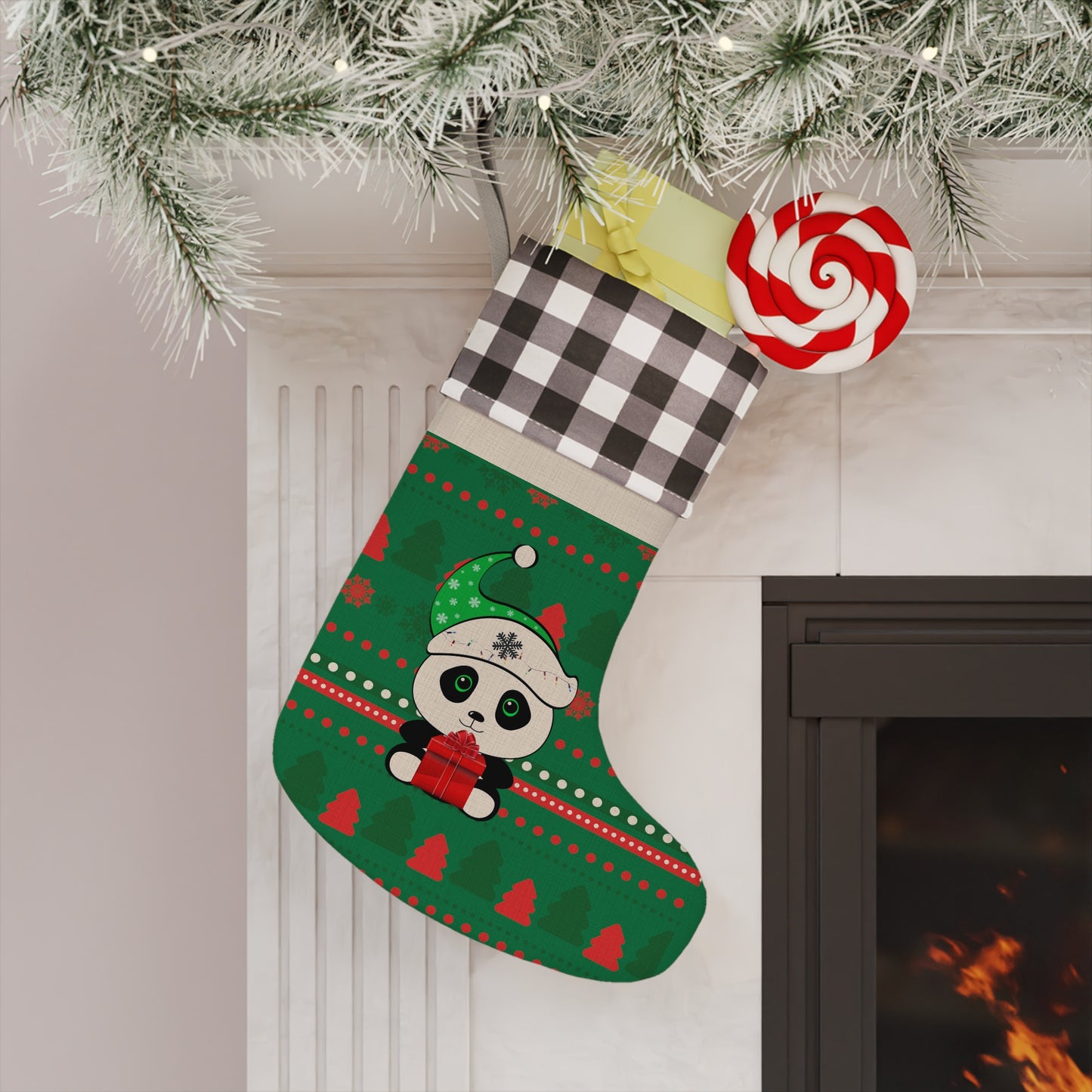 Panda Christmas sweater pattern Stocking