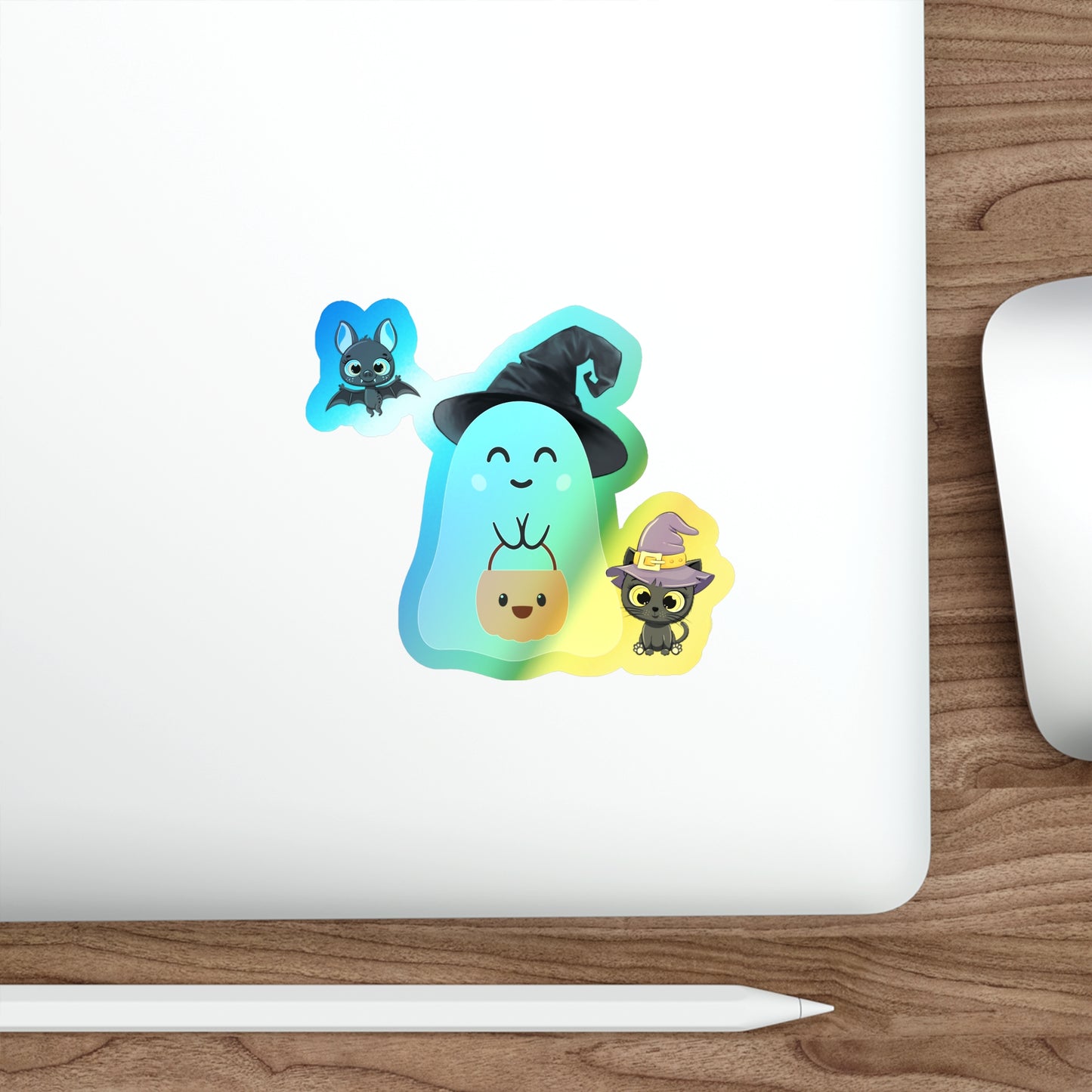 Halloween Rainbow Holographic Die-cut Vinyl Stickers Cute Ghost
