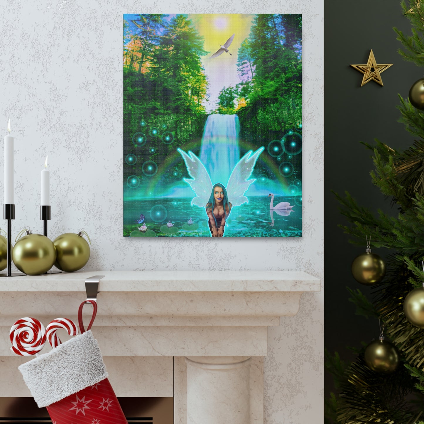 Mystic Water Fairy, Canvas print, Wall Decor, Fantasy Art, Unique Gift, Original Art