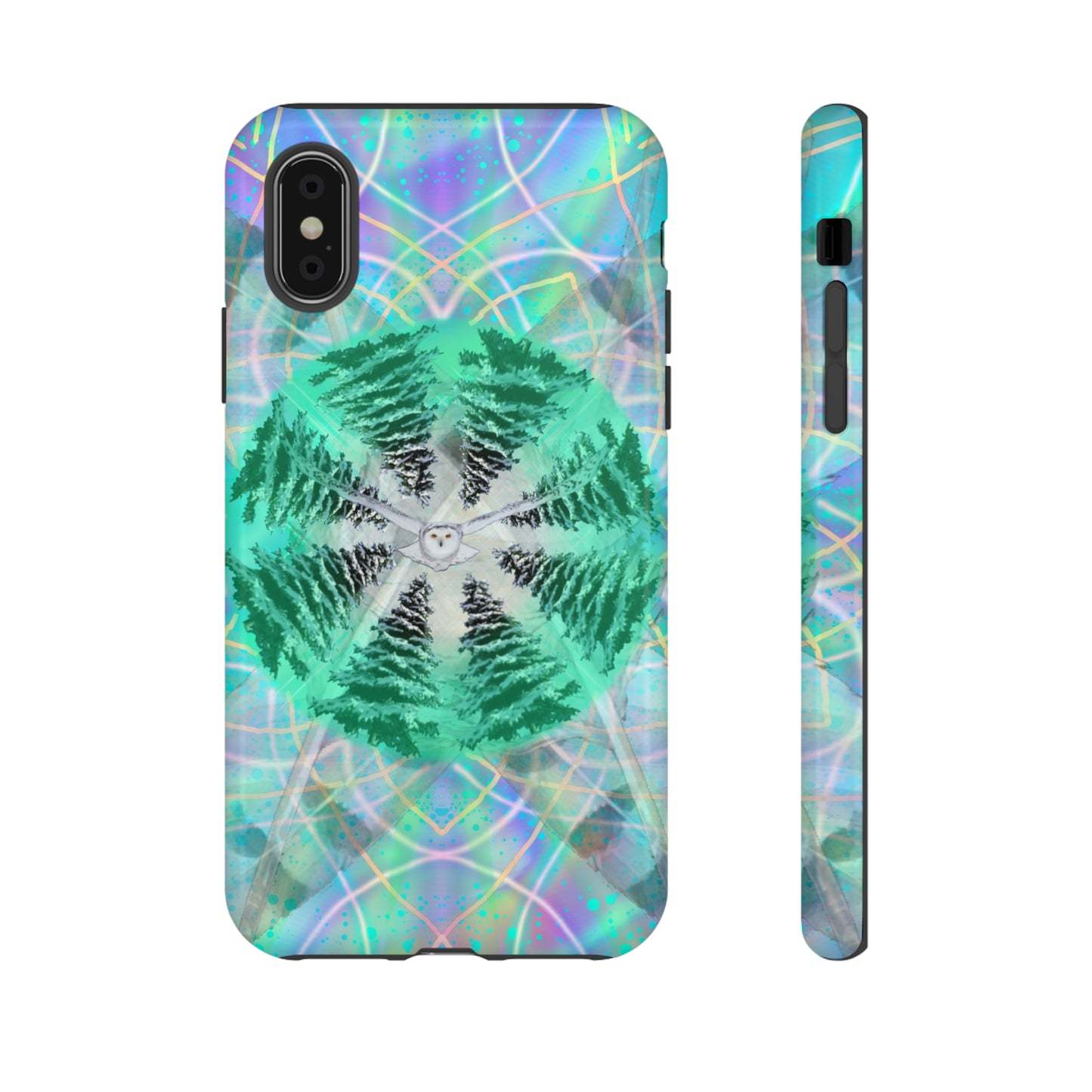 Mystic Pines Snowy Owl Protective Phone Case, Samsung, iPhone, Pixel, all sizes