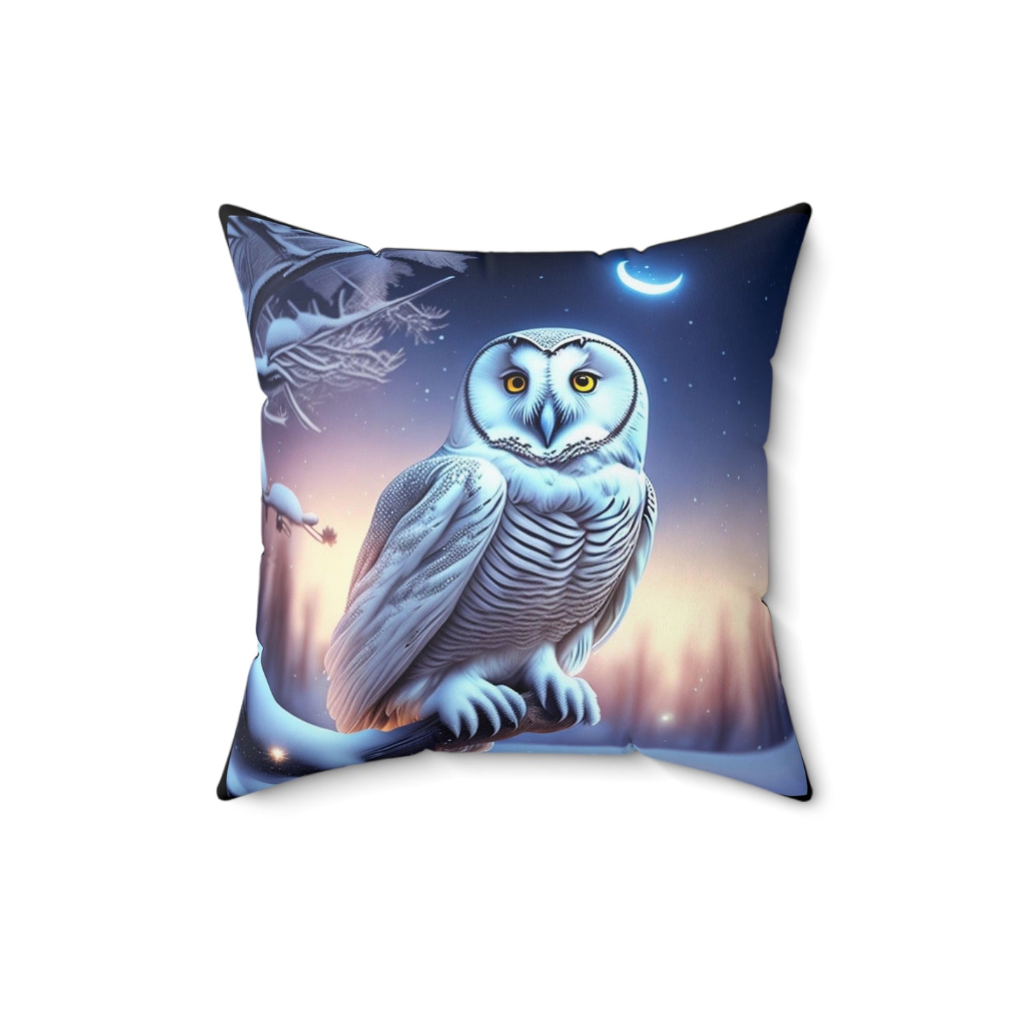 Sweet Dreams, Snowy Owl, Spun Polyester Square Pillow