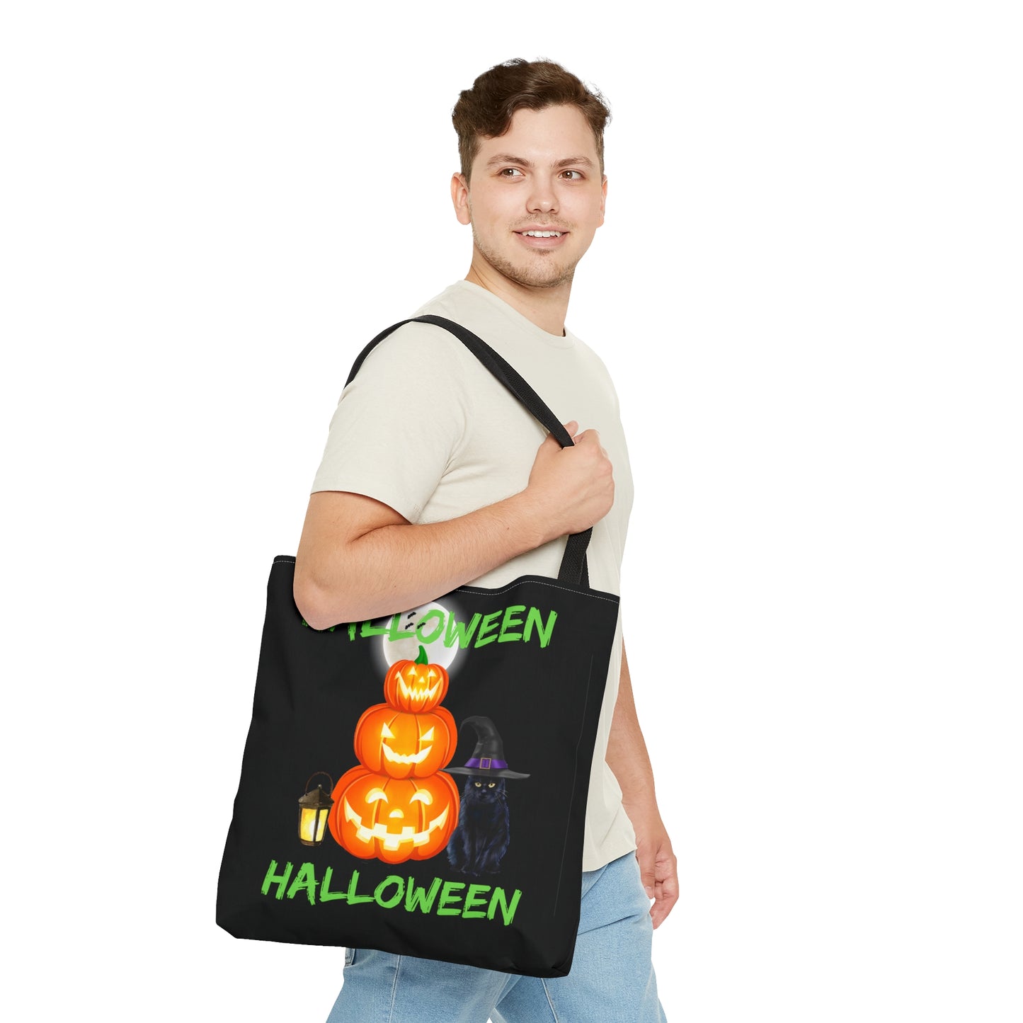 Halloween Pumpkins And Black Cat, Halloween Candy Tote Bag