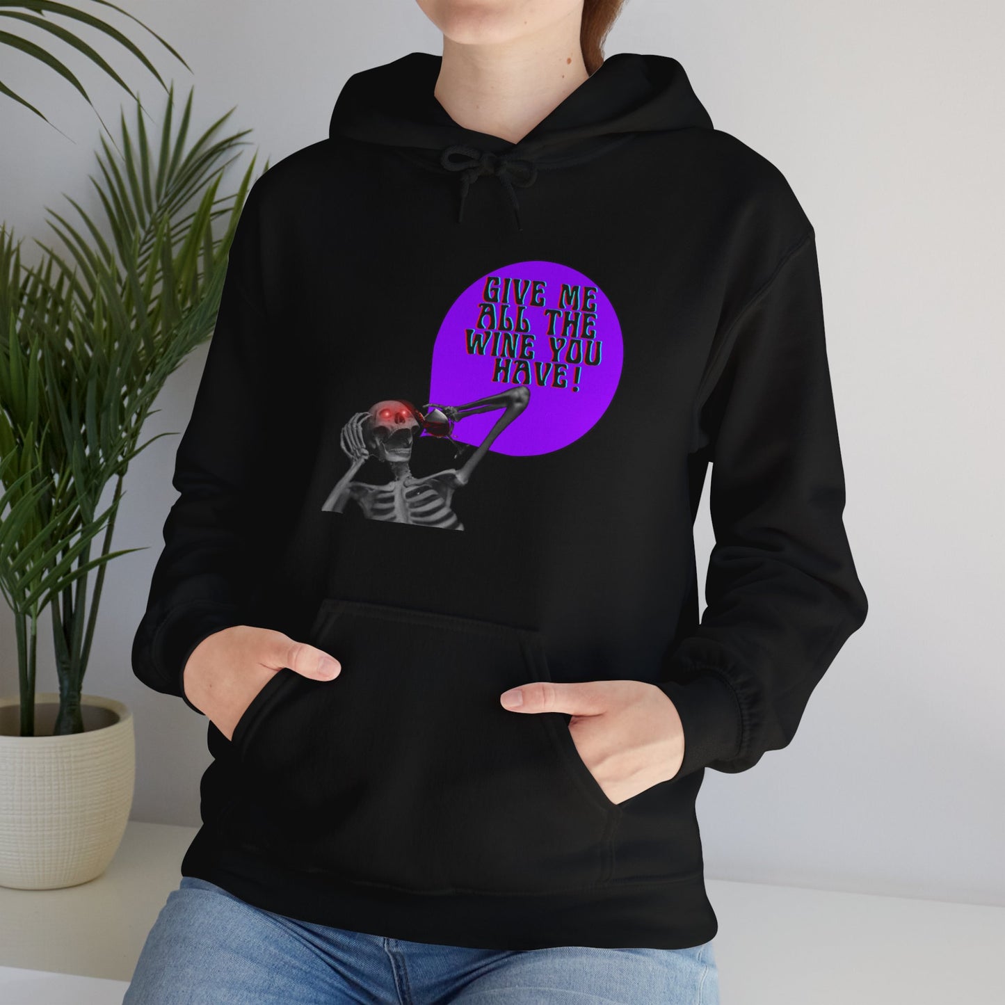 Unisex Heavy Blend™ "More Wine" Skeleton Hooded Sweatshirt