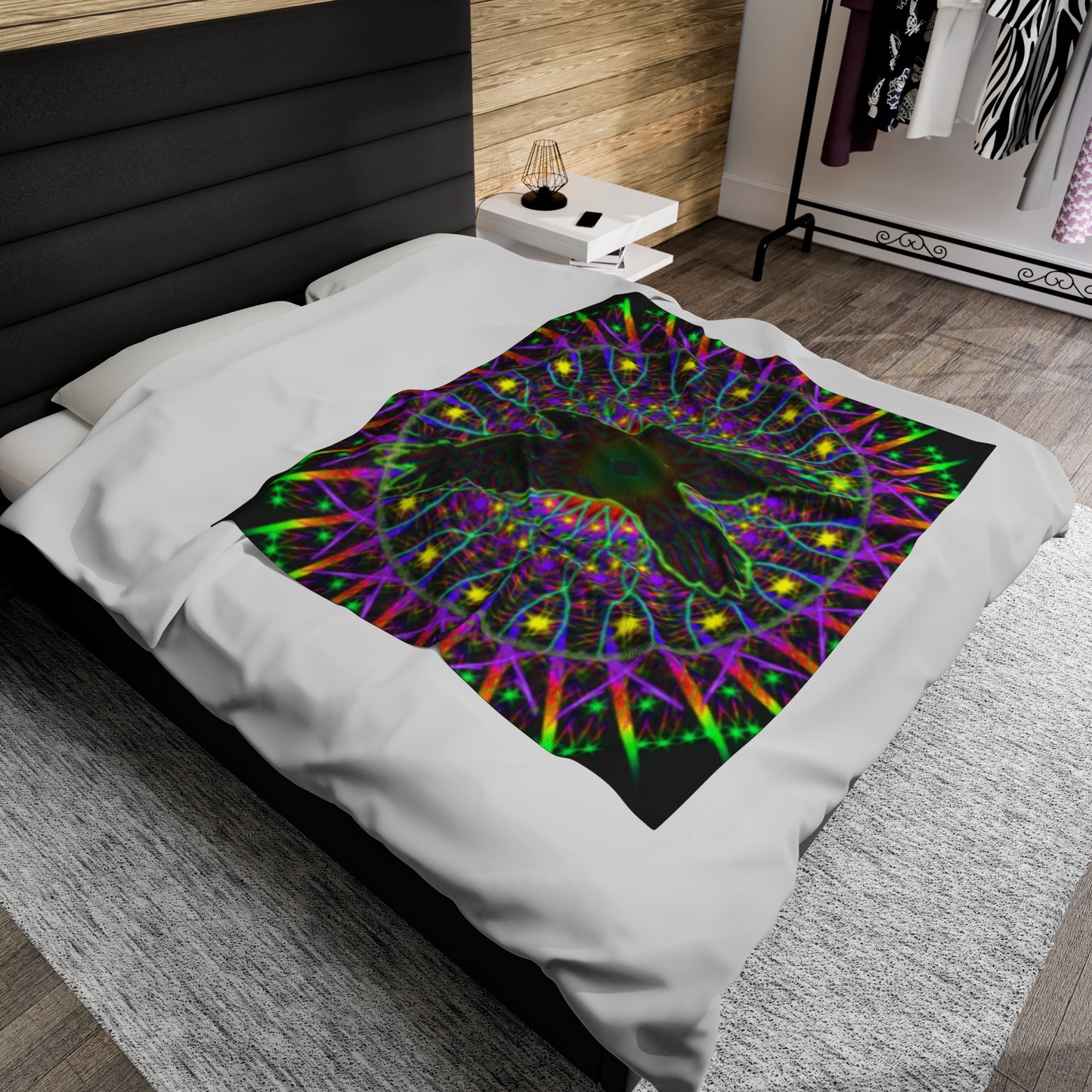 Mystic Raven Mandala Velveteen Plush Blanket