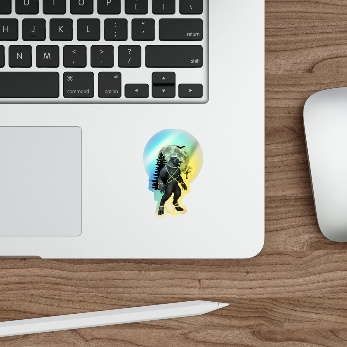 Halloween Rainbow Holographic Die-cut Vinyl Stickers Warewolf Unchained