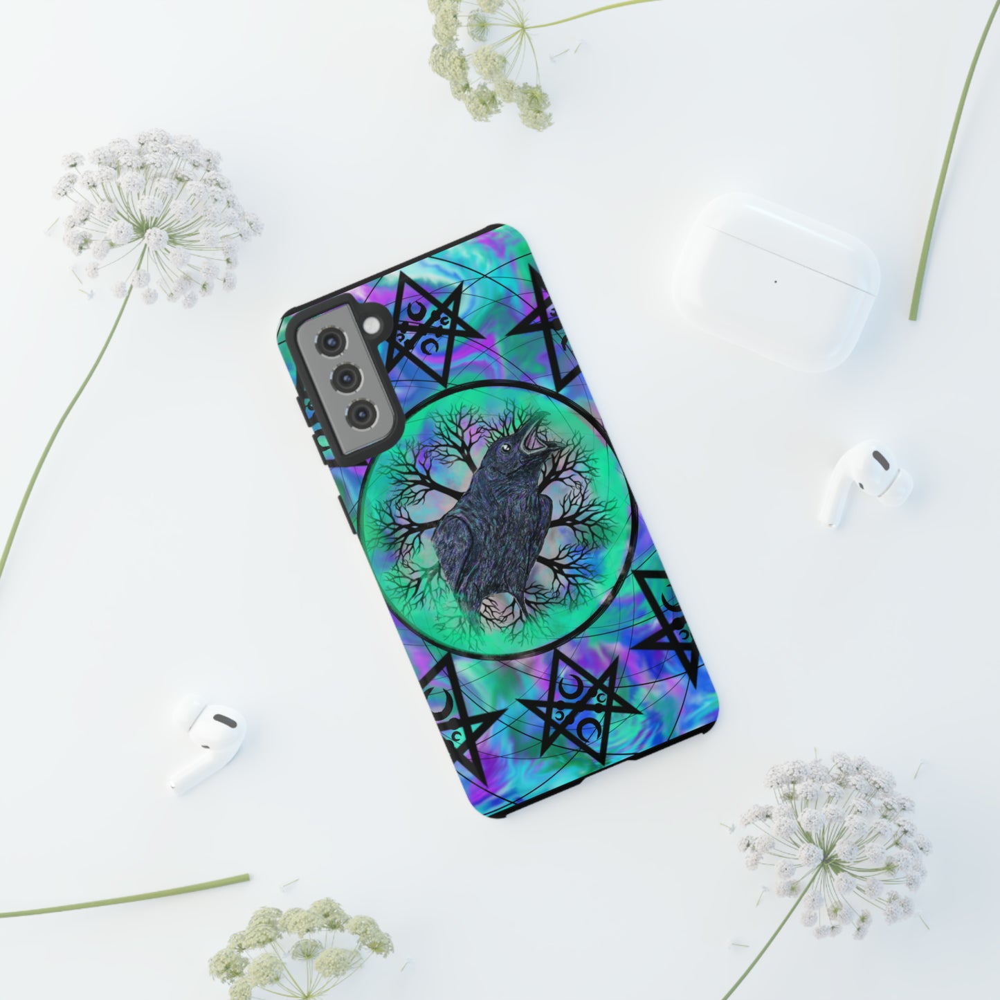 Raven Medicine Totem Protective Phone Case, Samsung, iPhone, Pixel, all sizes