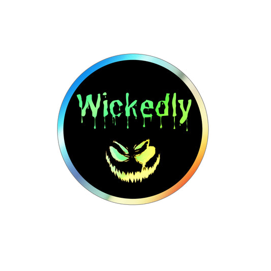 Halloween Rainbow Holographic Die-cut Vinyl Stickers Wickedly Spooky Pumpkin