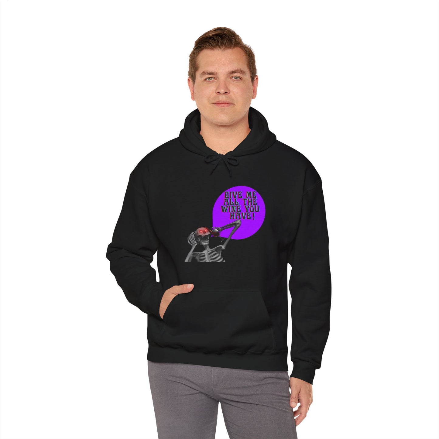 Unisex Heavy Blend™ "More Wine" Skeleton Hooded Sweatshirt