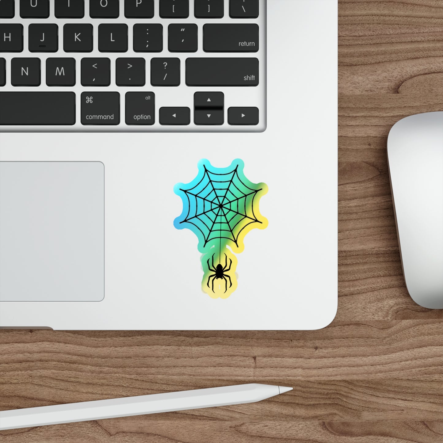 Spider Web Halloween Freaky Skull Rainbow Holographic Die-cut Vinyl Stickers