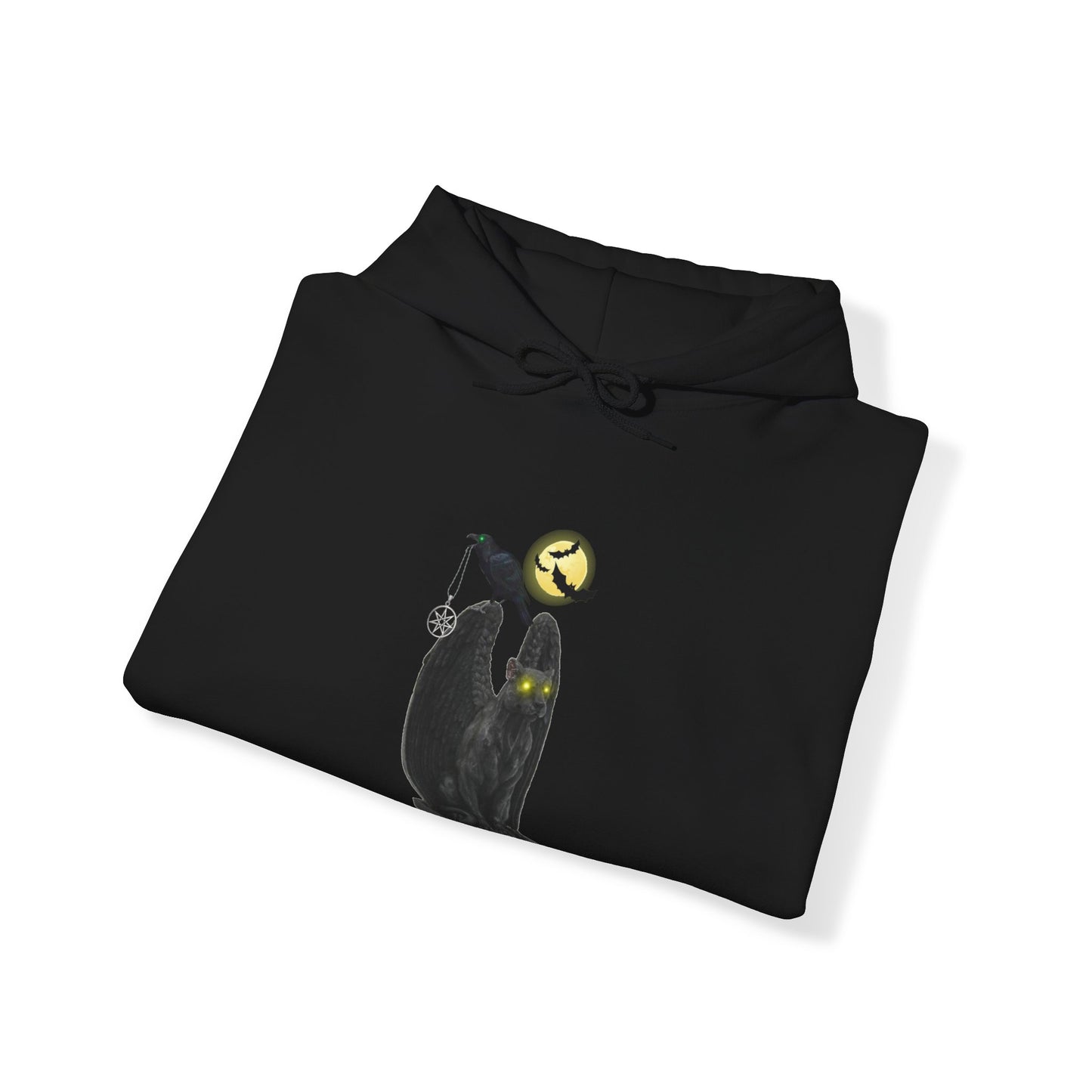 Unisex Heavy Blend Raven Gargoyle Hooded Halloween Sweatshirt