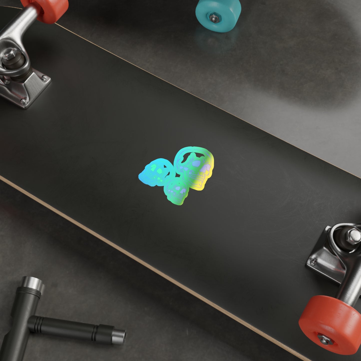 Halloween Skulls Rainbow Holographic Die-cut Vinyl Stickers