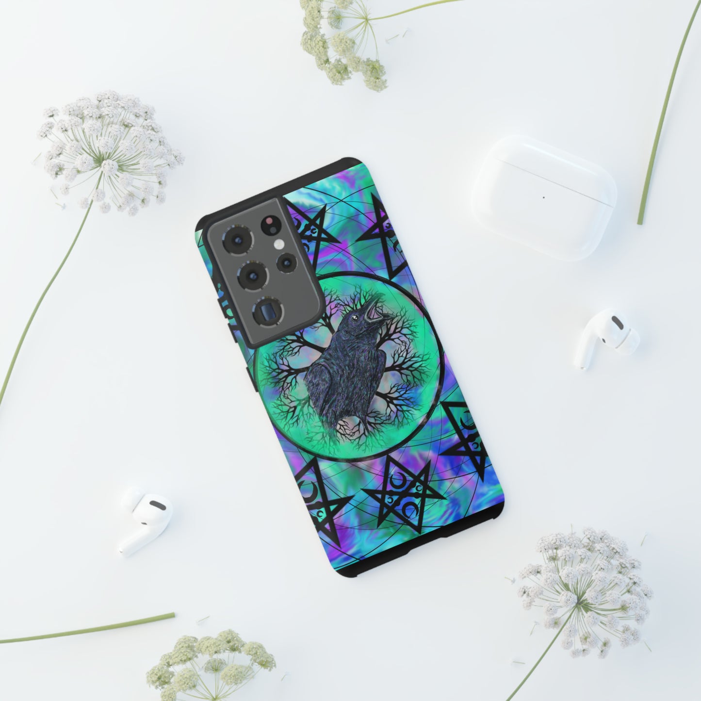 Raven Medicine Totem Protective Phone Case, Samsung, iPhone, Pixel, all sizes