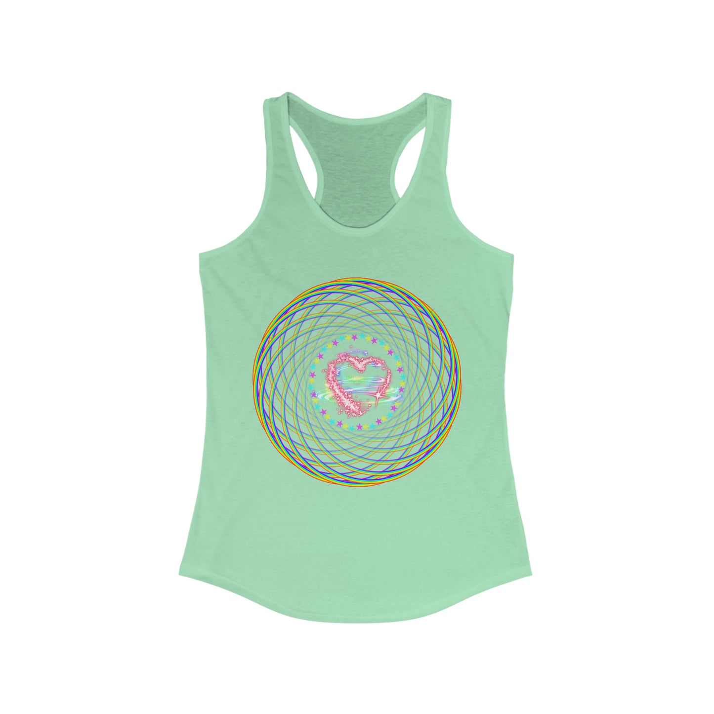 Rainbow Spiral PRIDE Heart Women's Ideal Racerback Tank