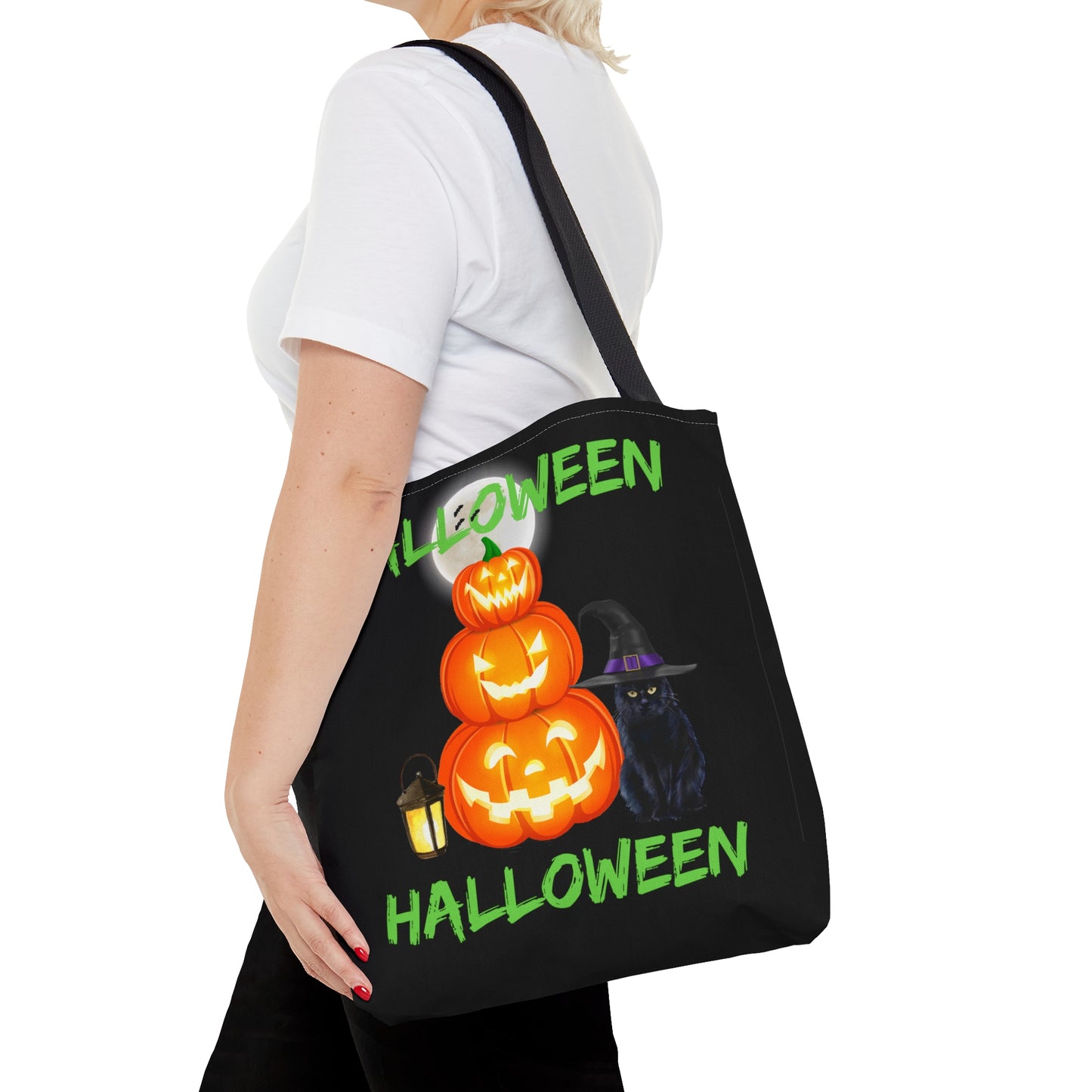 Halloween Pumpkins And Black Cat, Halloween Candy Tote Bag