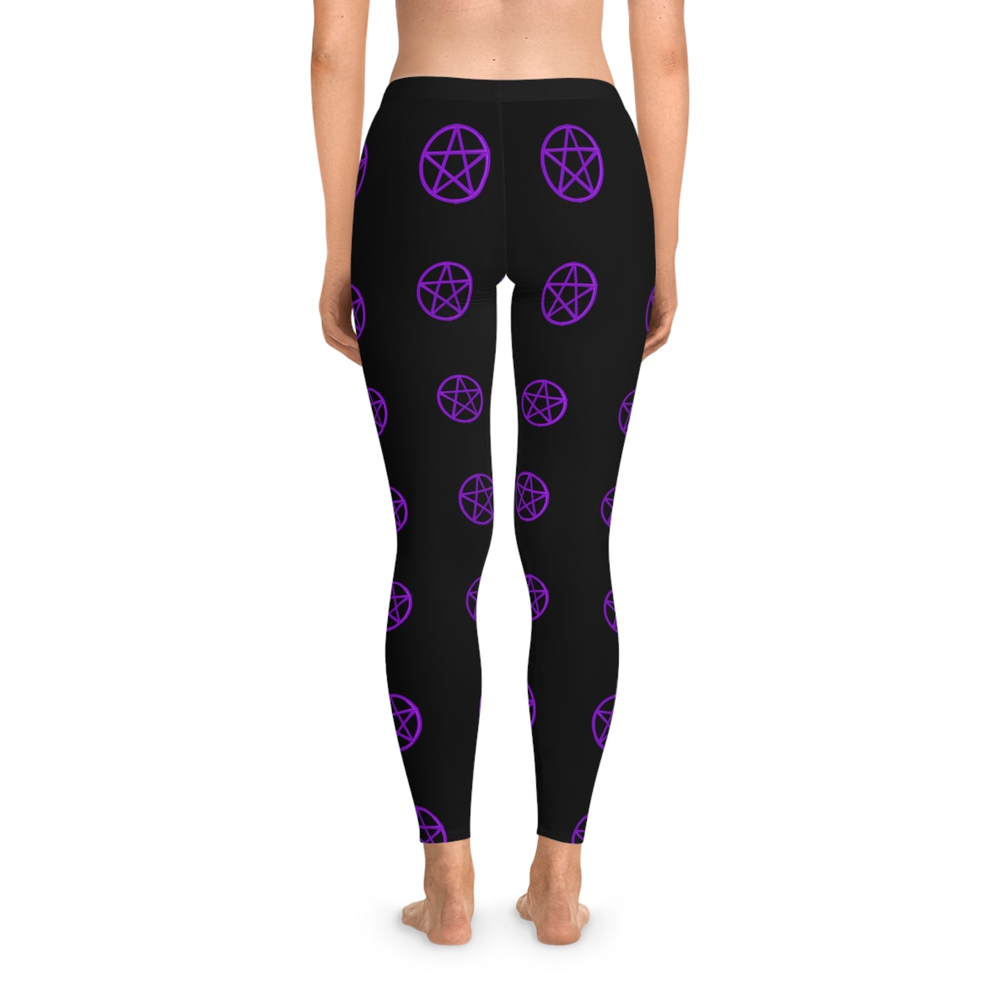 Halloween, Pentagram Stretchy Leggings Black