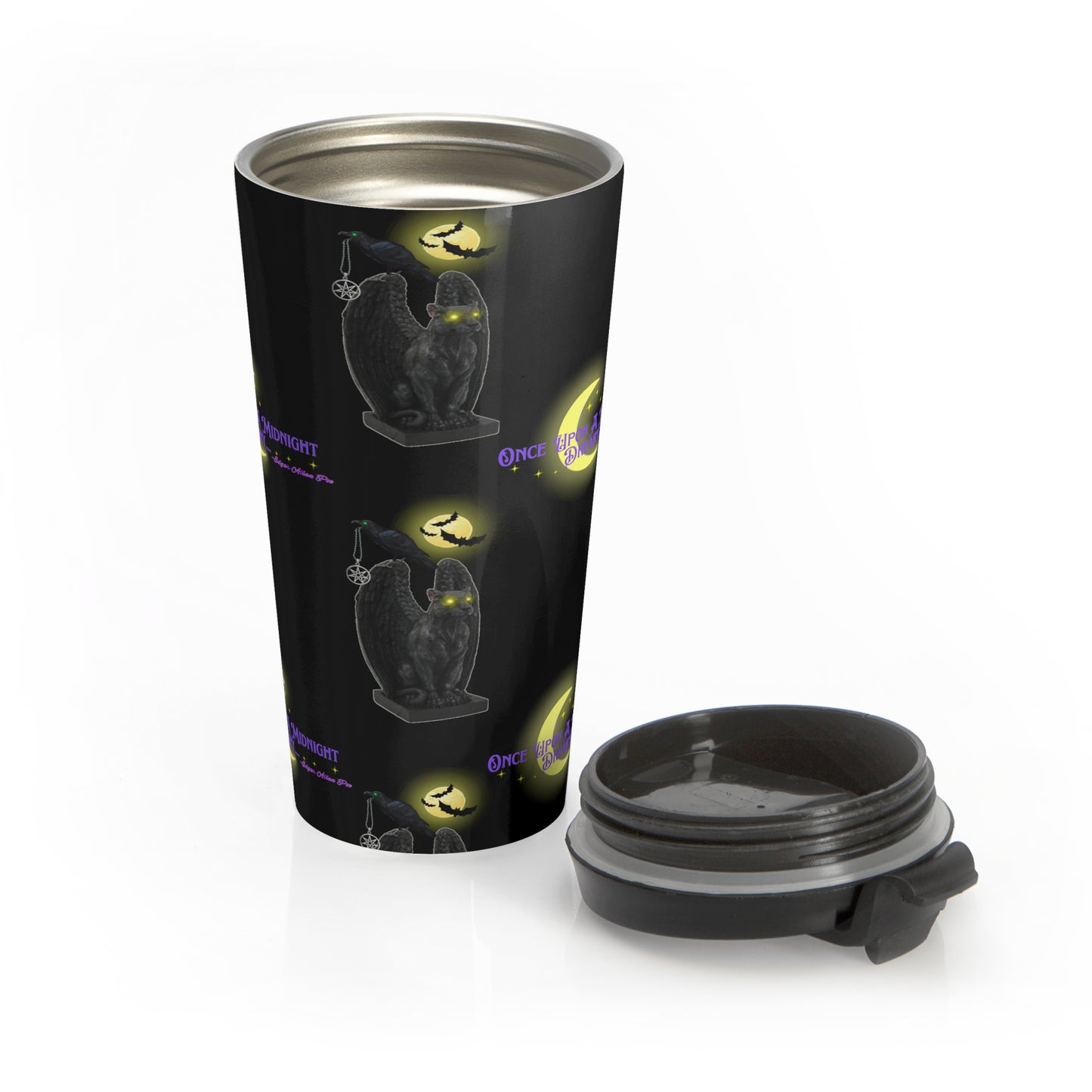 Stainless Steel "Once Upon A Midnight Dreary" Edgar Allan Poe Halloween Travel Mug with Insert