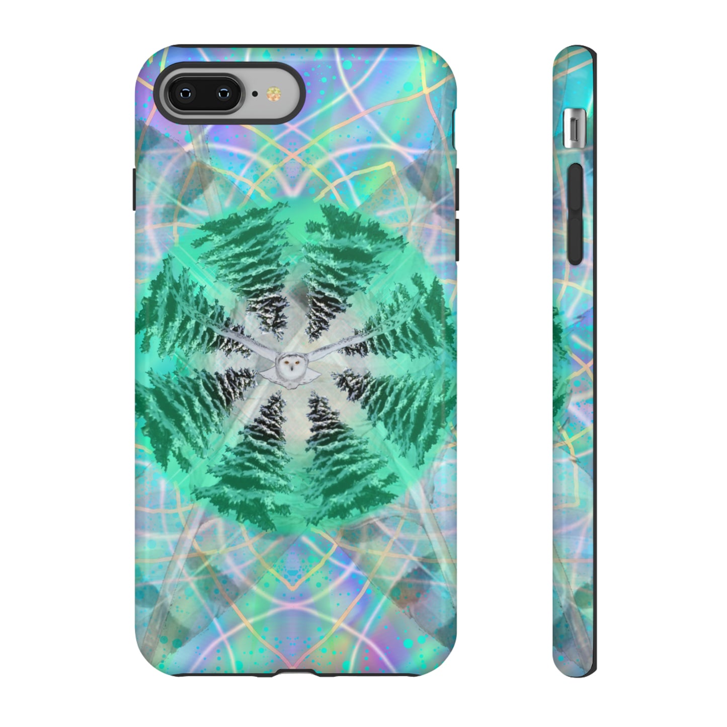 Mystic Pines Snowy Owl Protective Phone Case, Samsung, iPhone, Pixel, all sizes