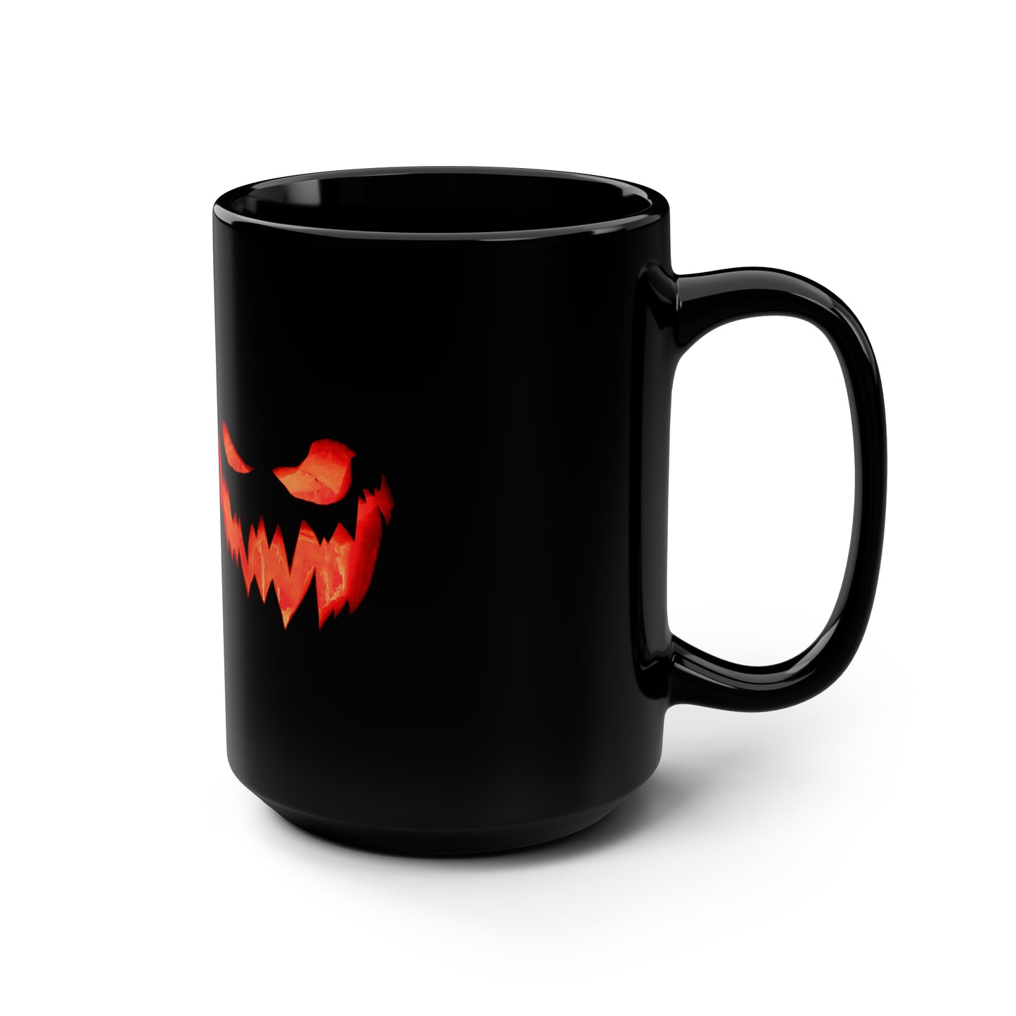 Black Mug, Spooky Pumpkin Halloween 15oz