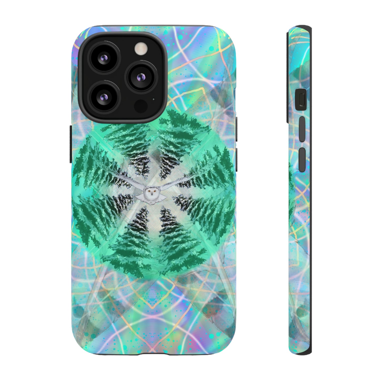 Mystic Pines Snowy Owl Protective Phone Case, Samsung, iPhone, Pixel, all sizes