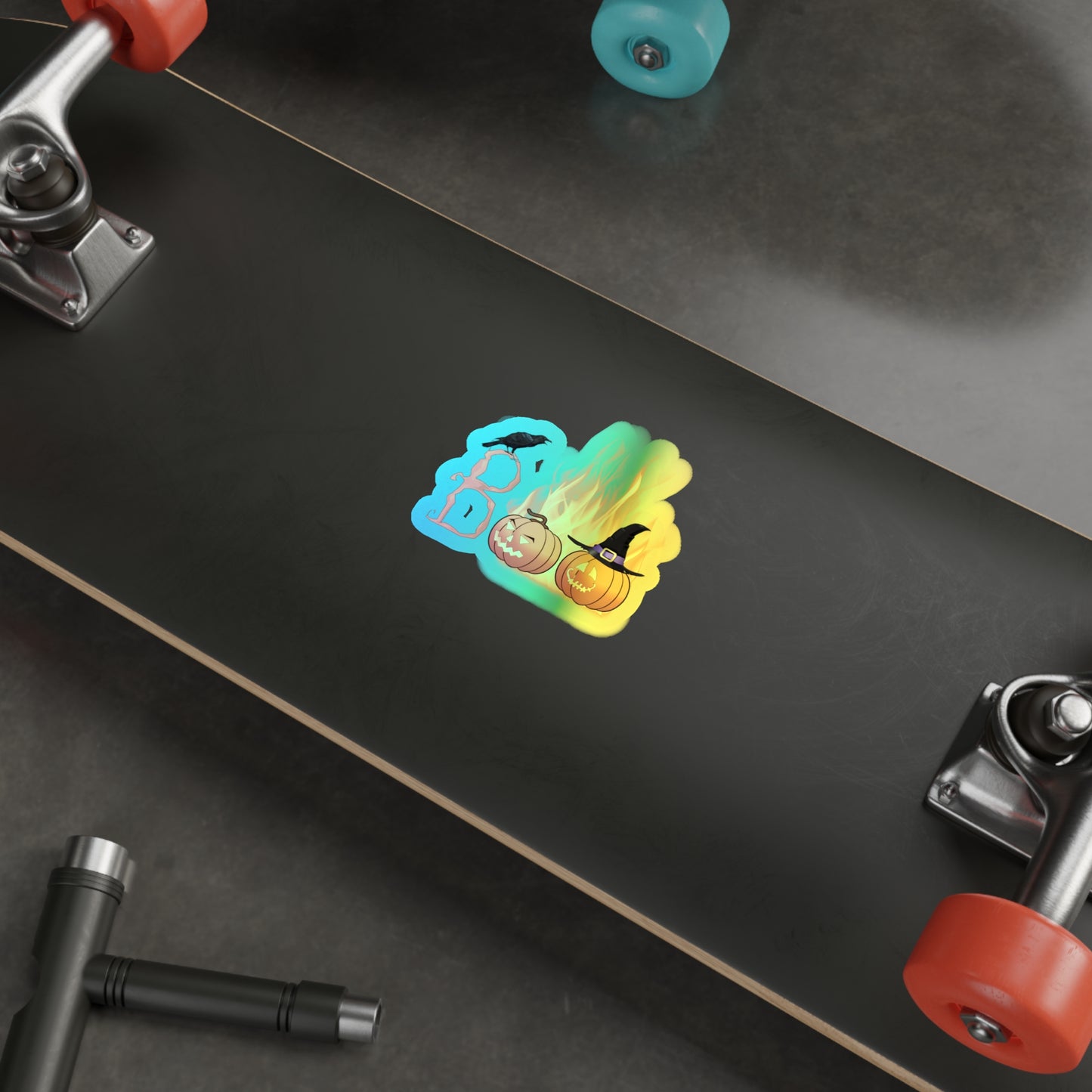 Halloween Rainbow Holographic Die-cut Vinyl Stickers Boo