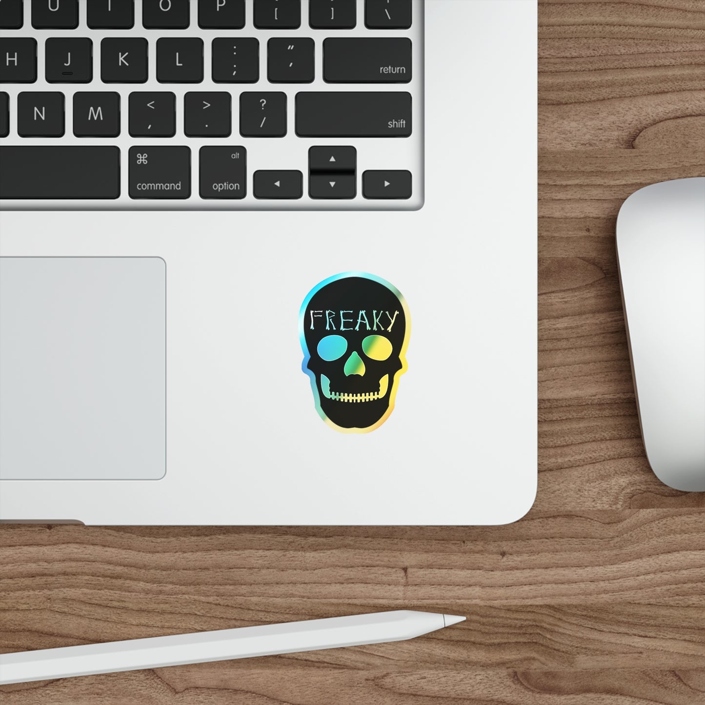 Halloween Freaky Skull Rainbow Holographic Die-cut Vinyl Stickers