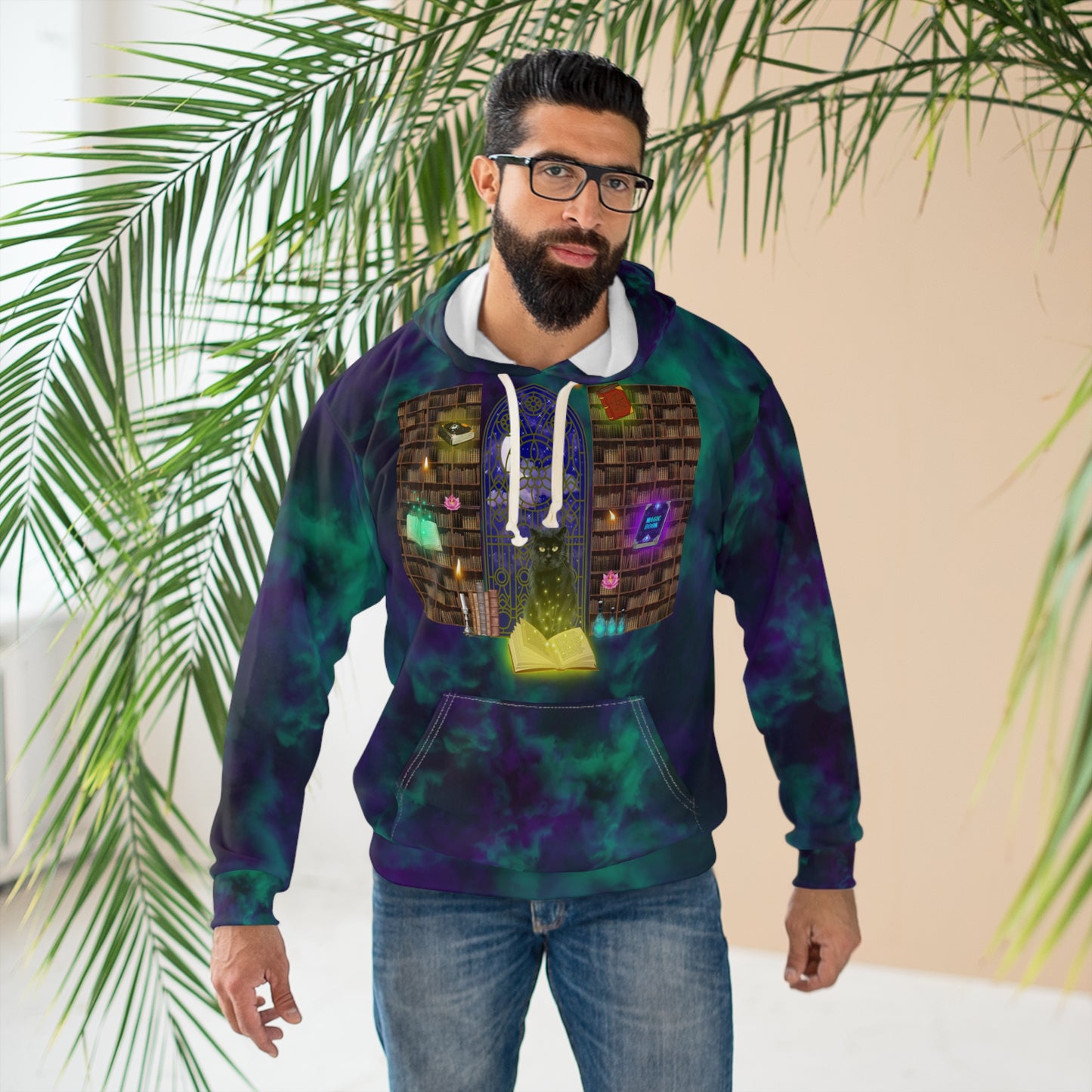 Mystic Black Cat Halloween Pullover Hoodie