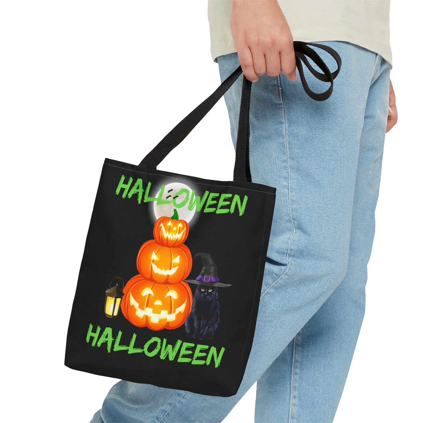 Halloween Pumpkins And Black Cat, Halloween Candy Tote Bag