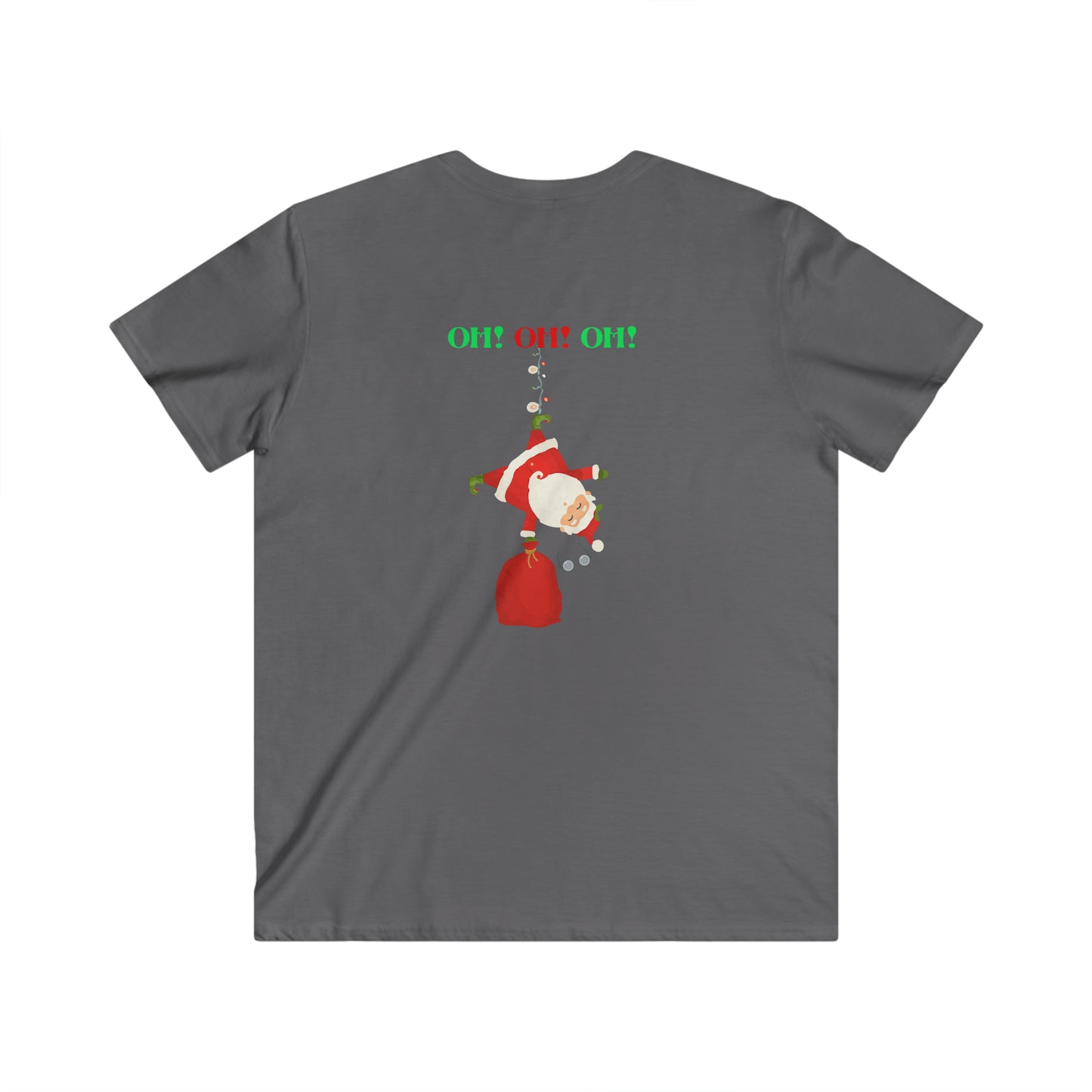 OH OH OH Falling santa Men's Fitted V-Neck Short Sleeve Tee Christmas Top