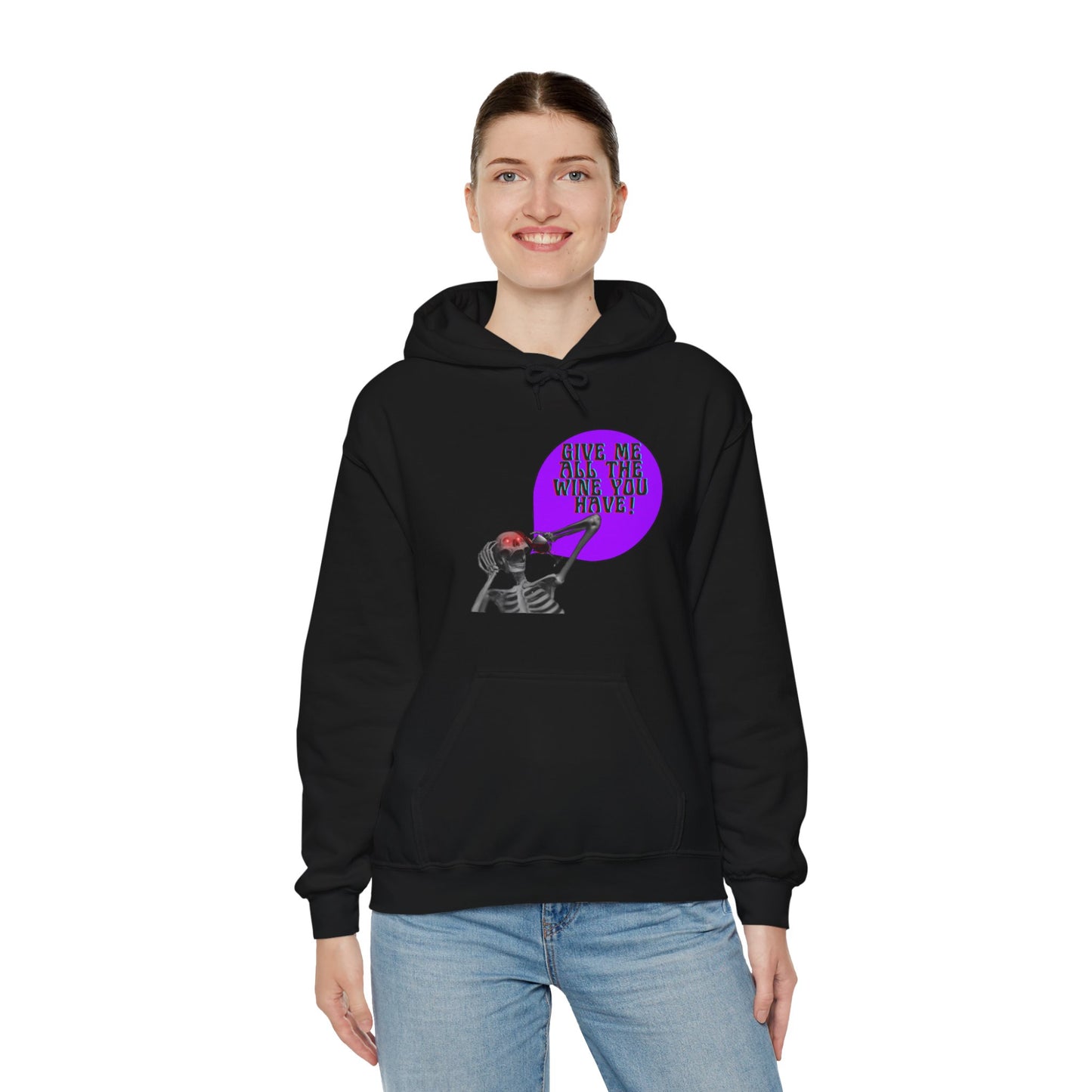 Unisex Heavy Blend™ "More Wine" Skeleton Hooded Sweatshirt