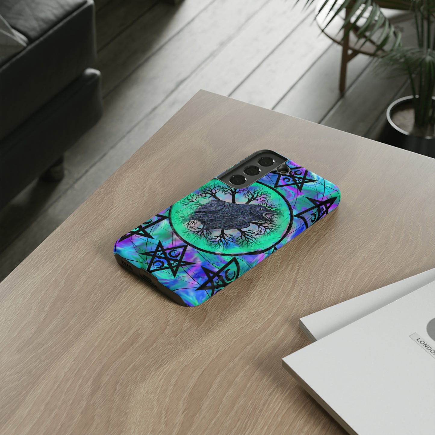 Raven Medicine Totem Protective Phone Case, Samsung, iPhone, Pixel, all sizes