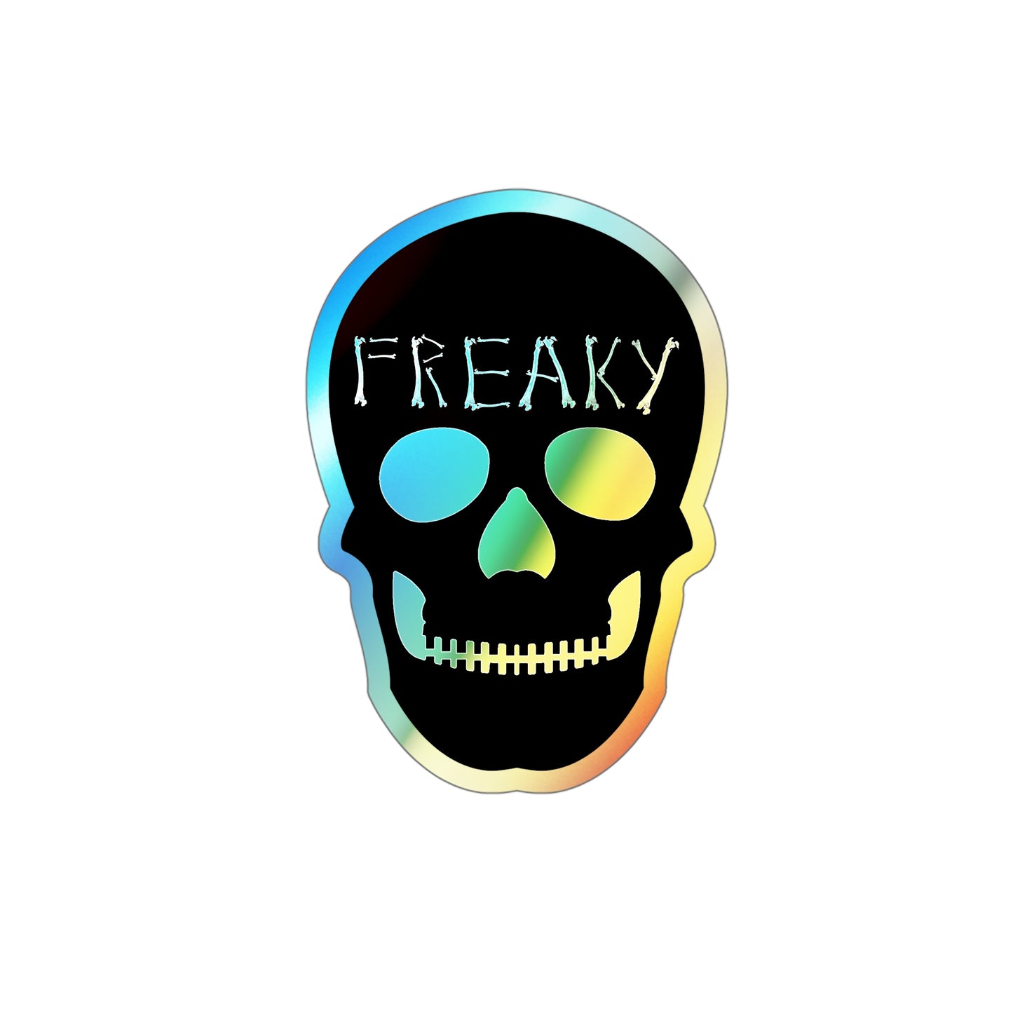 Halloween Freaky Skull Rainbow Holographic Die-cut Vinyl Stickers