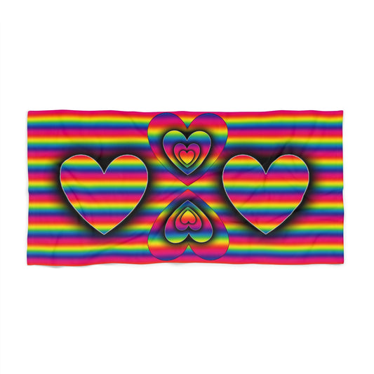 Rainbow PRIDE Heart Beach Towel