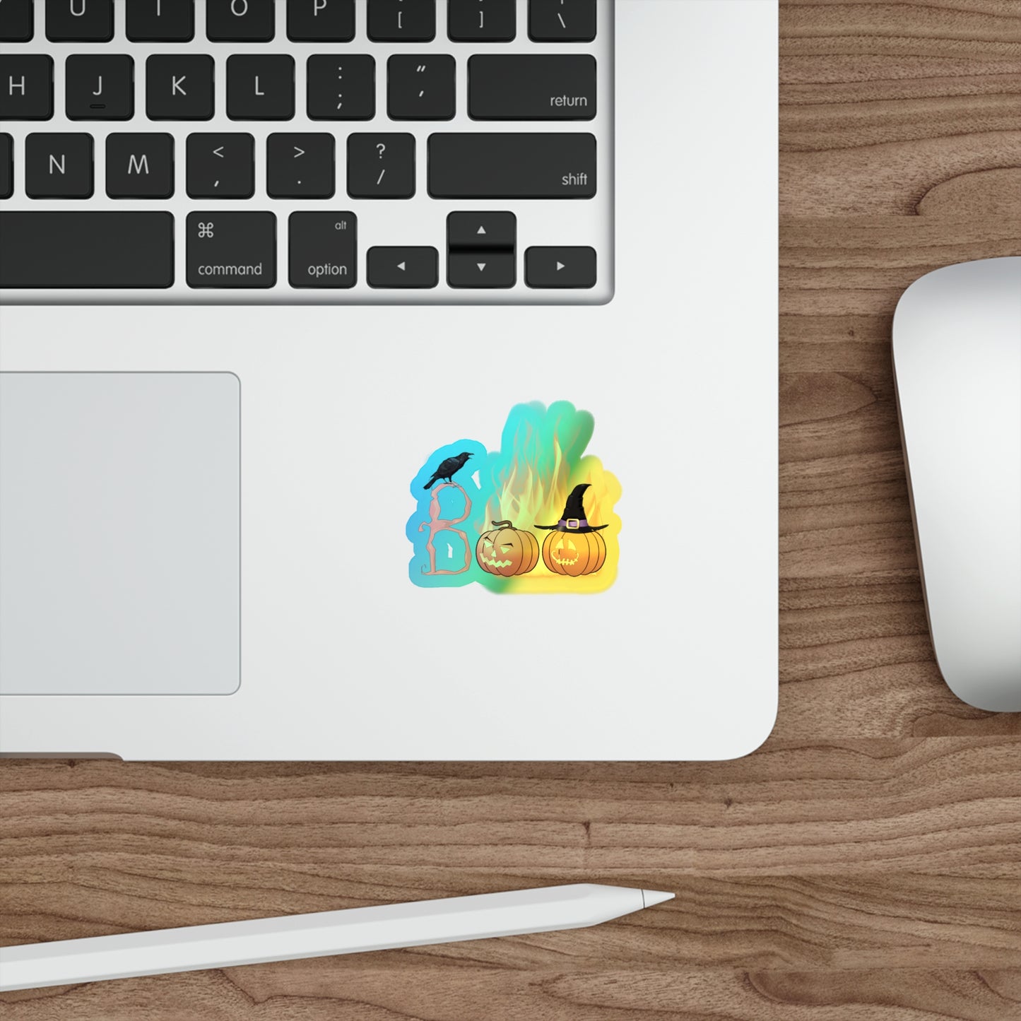 Halloween Rainbow Holographic Die-cut Vinyl Stickers Boo