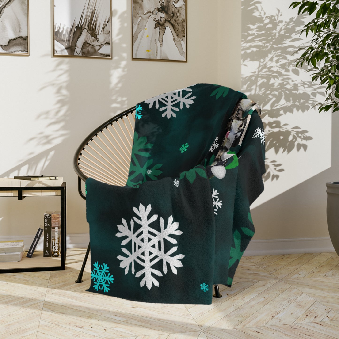 Christmas Malamute Velveteen Minky Blanket