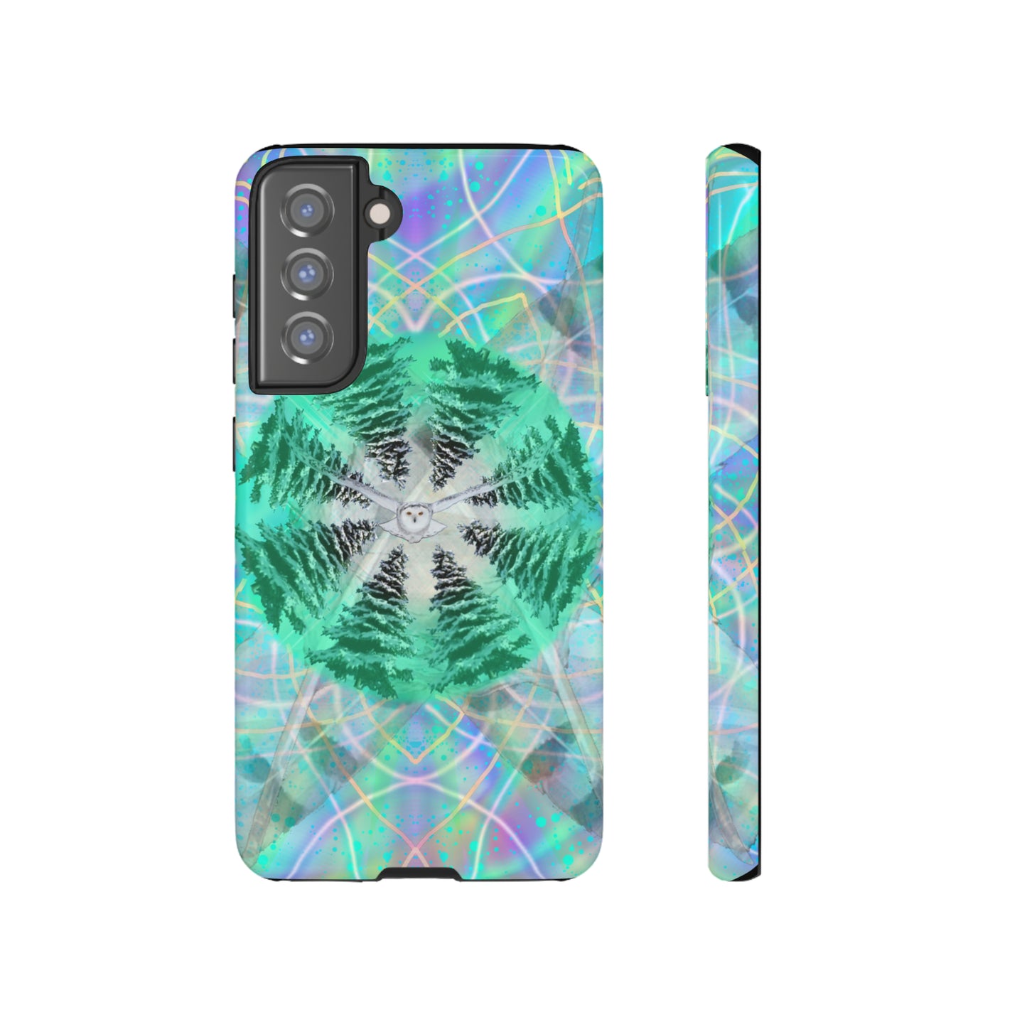 Mystic Pines Snowy Owl Protective Phone Case, Samsung, iPhone, Pixel, all sizes