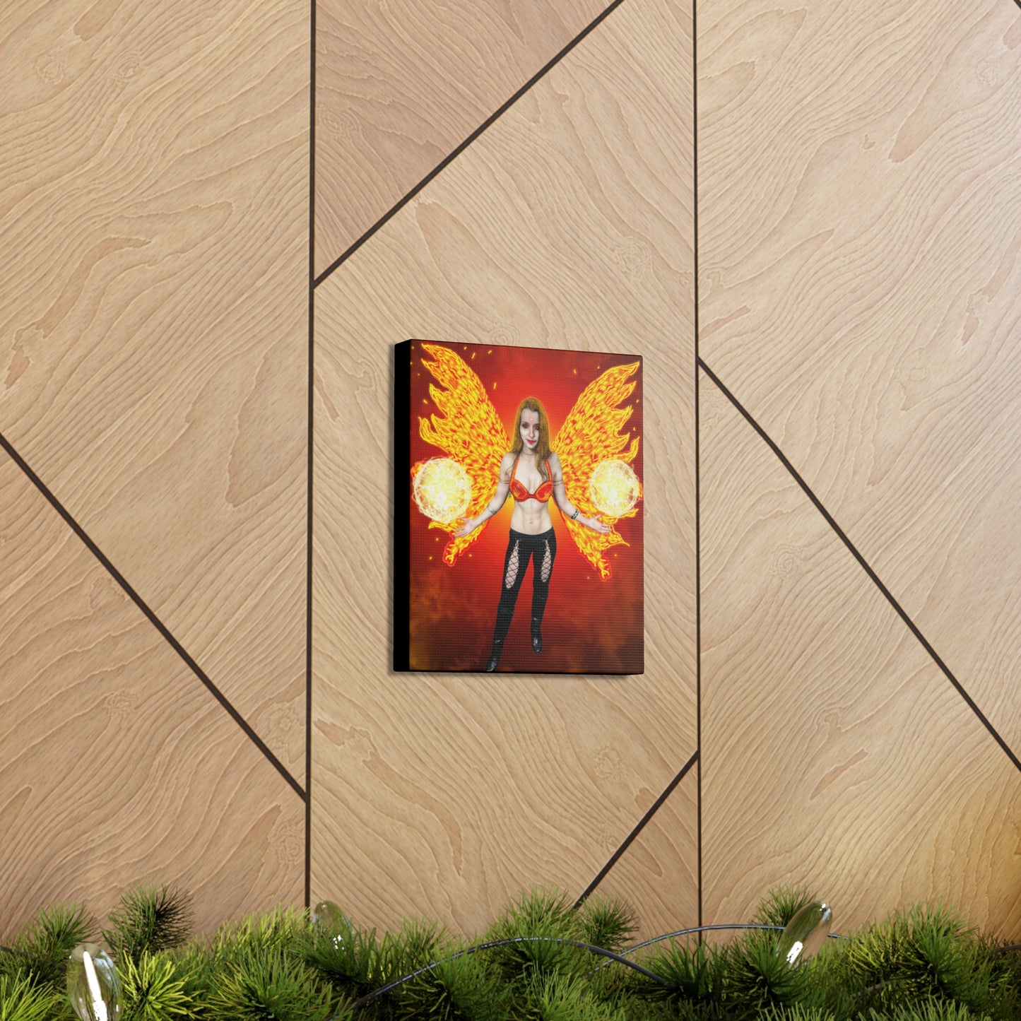 Mystic Fire Fairy, Fantasy Art, Canvas Art, Unique Gift, Original art, Wall Decor