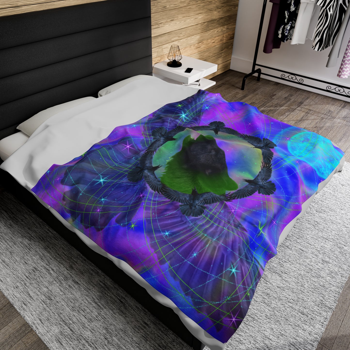 Wolf Medicine Mandala Giant Velveteen Plush Blanket