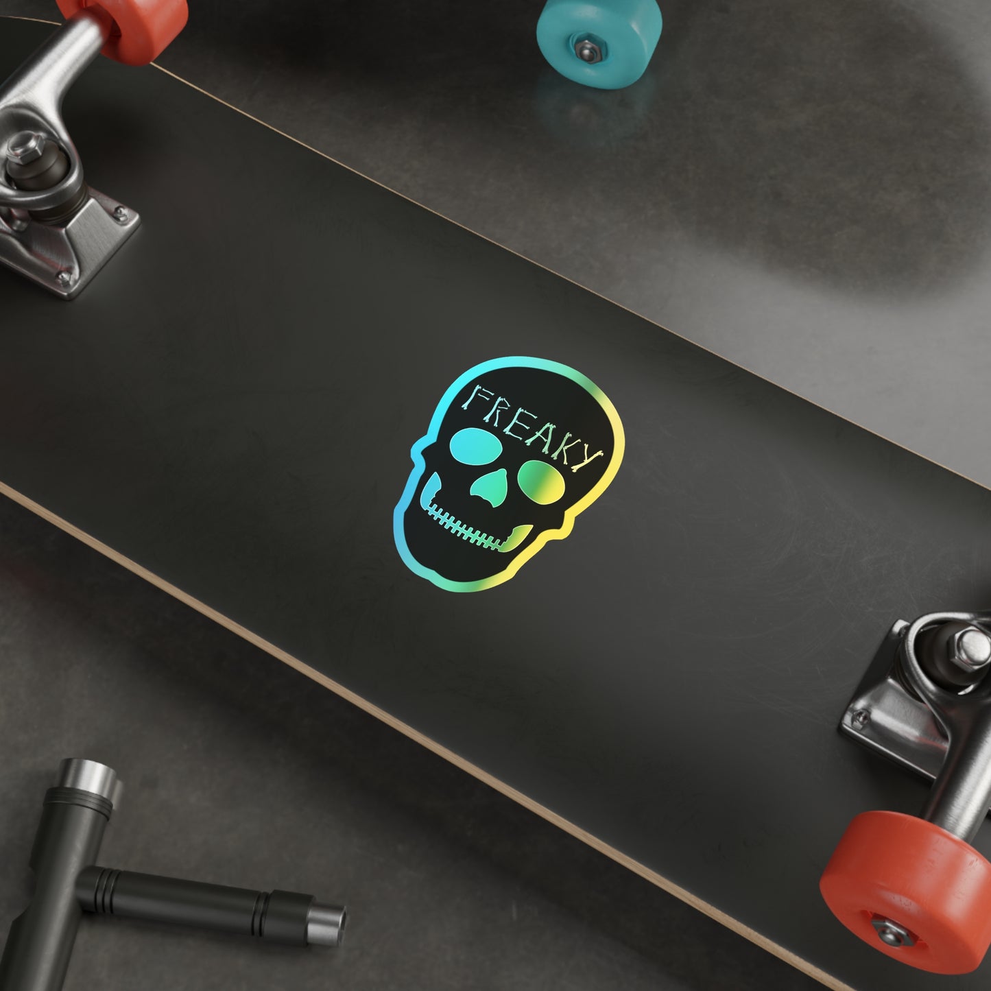 Halloween Freaky Skull Rainbow Holographic Die-cut Vinyl Stickers