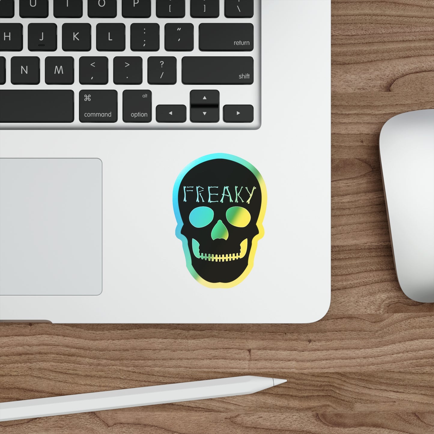 Halloween Freaky Skull Rainbow Holographic Die-cut Vinyl Stickers