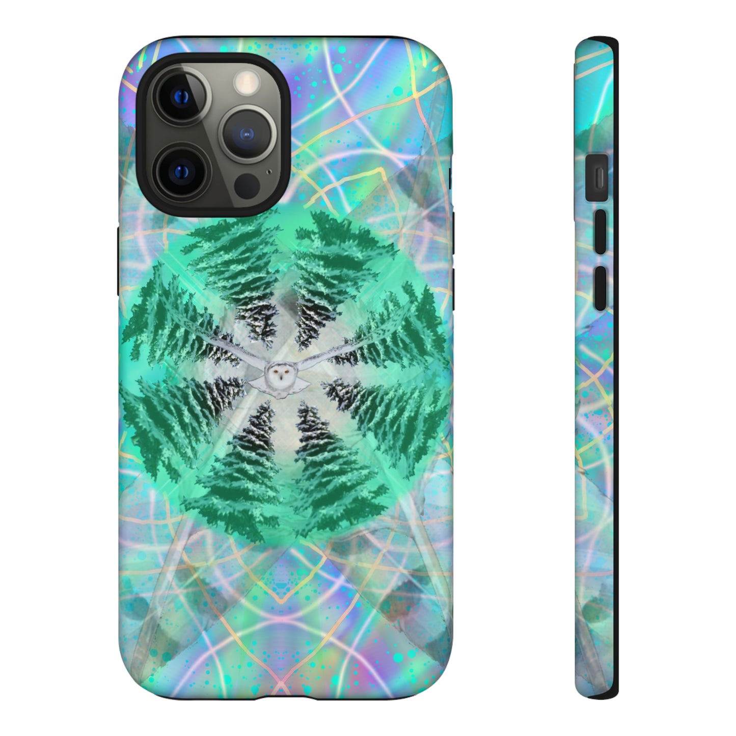 Mystic Pines Snowy Owl Protective Phone Case, Samsung, iPhone, Pixel, all sizes