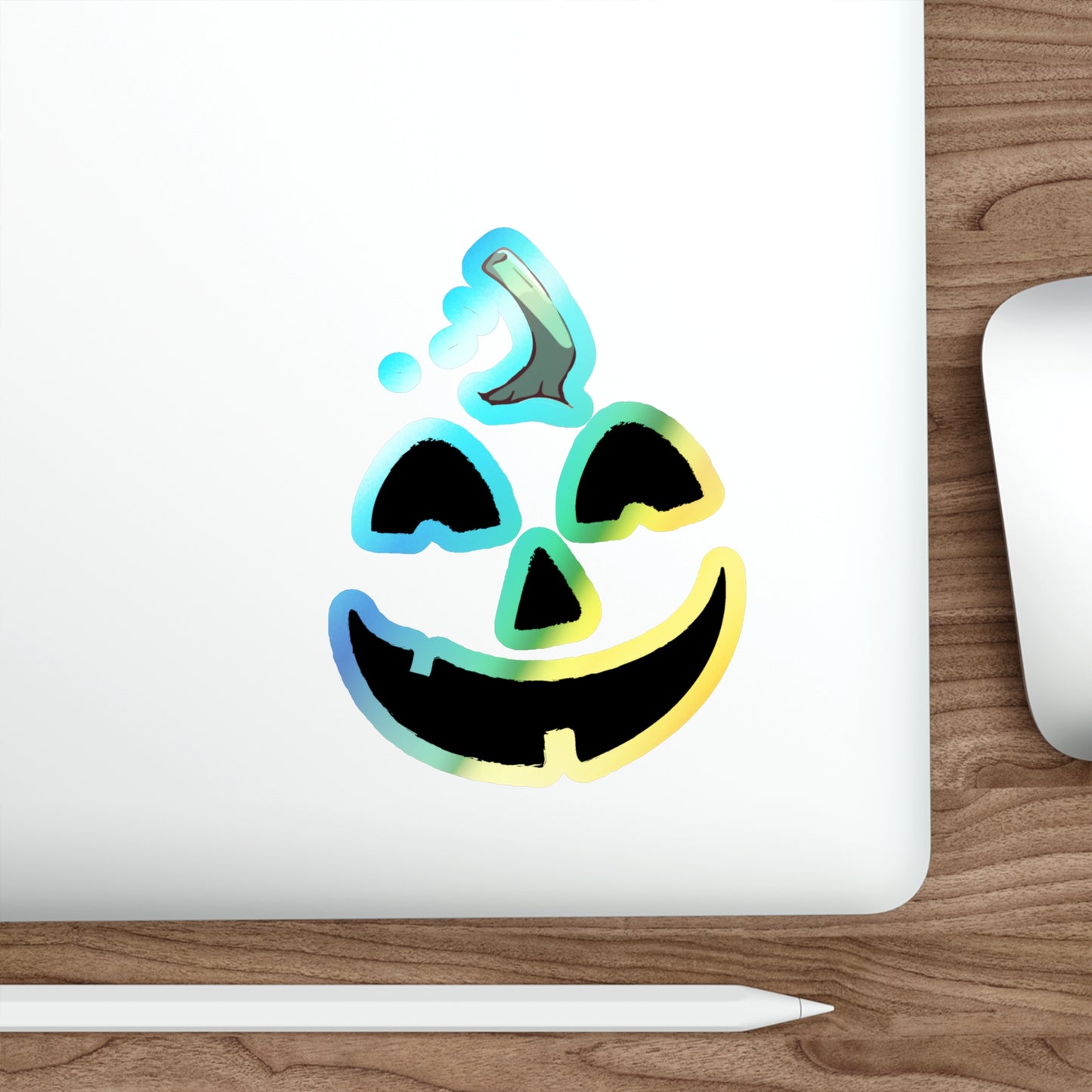 Halloween Rainbow Holographic Die-cut Vinyl Stickers Cute Pumpkin Face