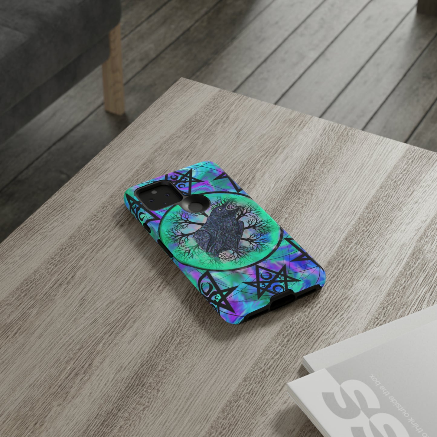 Raven Medicine Totem Protective Phone Case, Samsung, iPhone, Pixel, all sizes