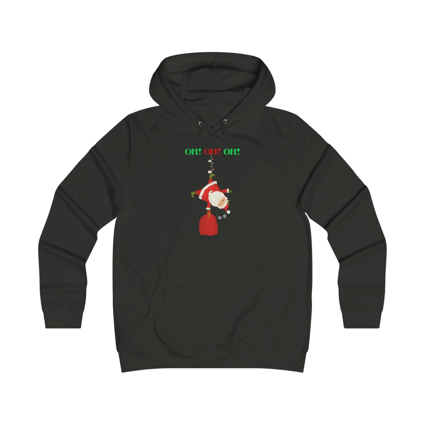 OH OH OH Falling Santa Christmas Girlie College Hoodie