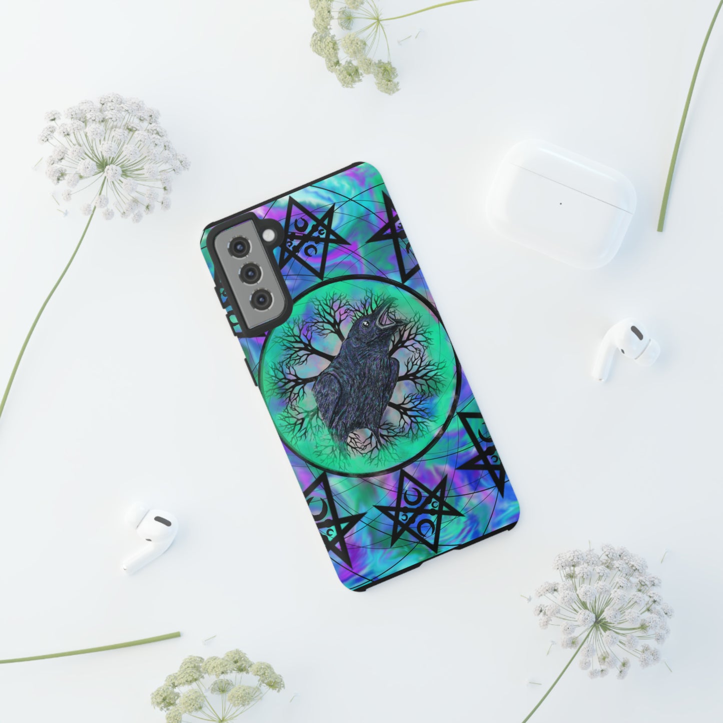 Raven Medicine Totem Protective Phone Case, Samsung, iPhone, Pixel, all sizes
