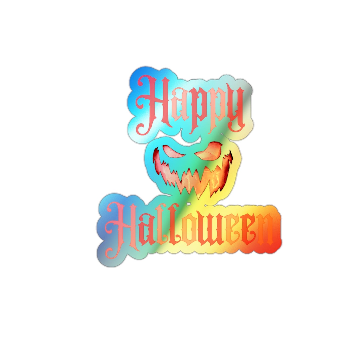 Halloween Rainbow Holographic Die-cut Vinyl Stickers Spooky Pumpkin